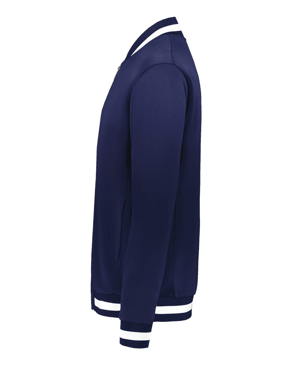 Left View of Navy/ White Youth V-Street Full-Zip Jacket - 223647 plain