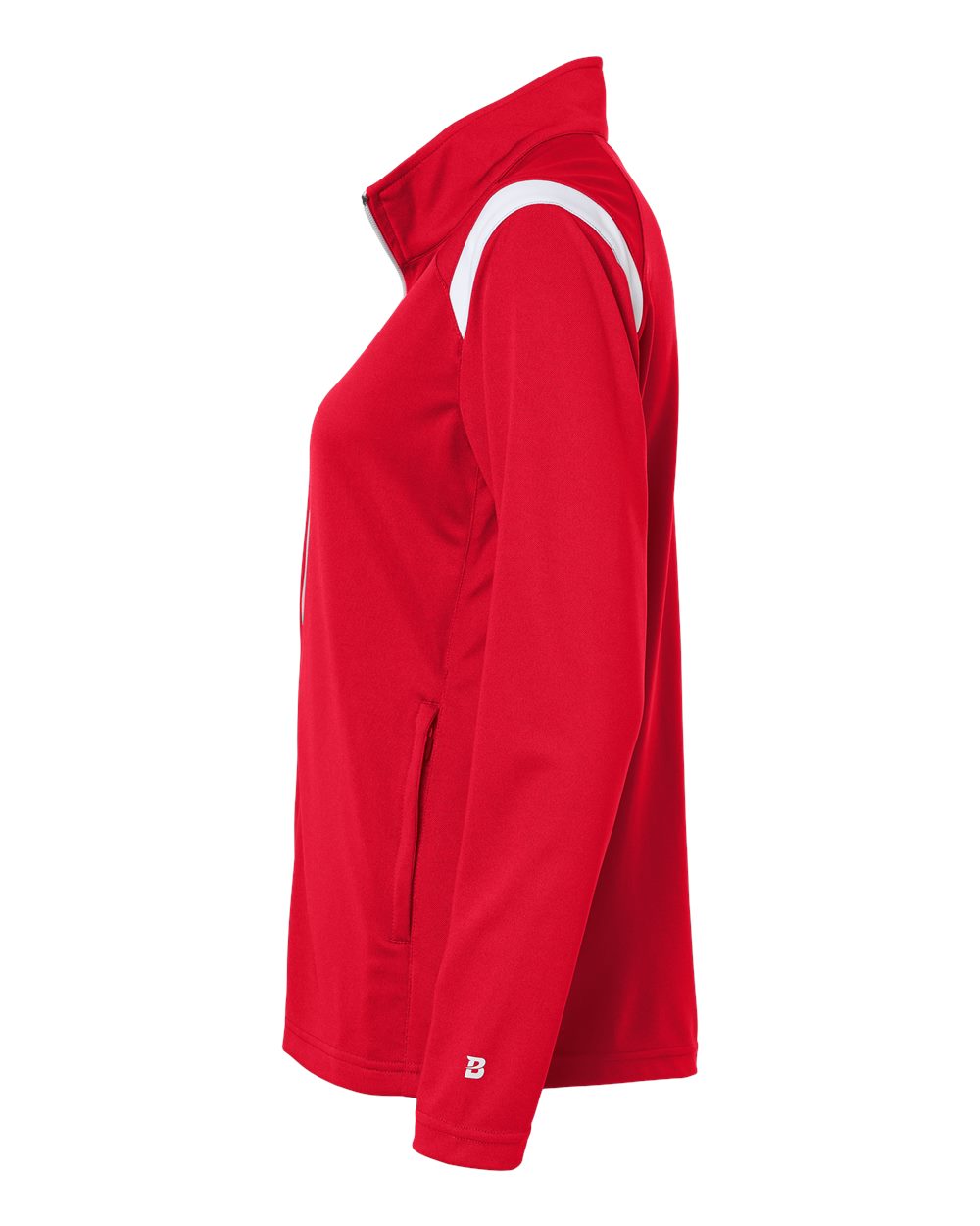 Left View of Red/ White Women's On The Rise Outercore Warm-Up Jacket - 7925 plain