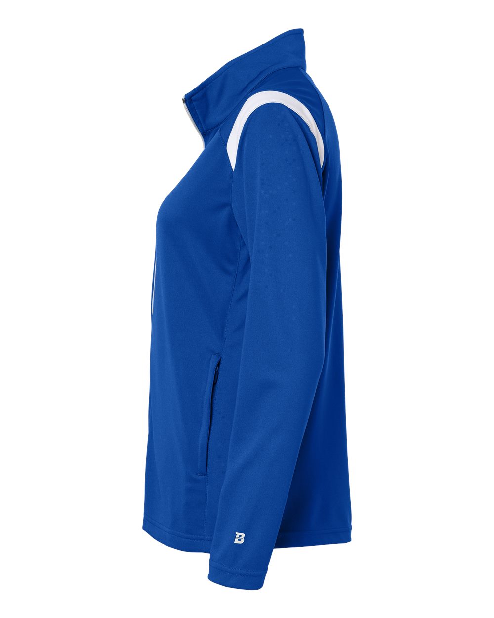 Left View of Royal/ White Women's On The Rise Outercore Warm-Up Jacket - 7925 plain