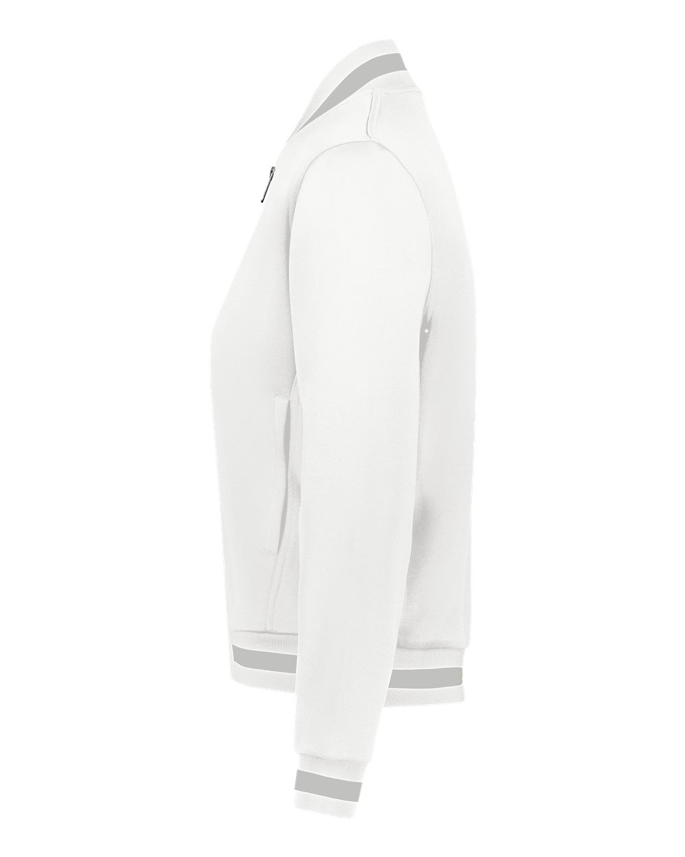 Left View of White/ Athletic Heather Women's V-Street Full-Zip Jacket - 223747 plain