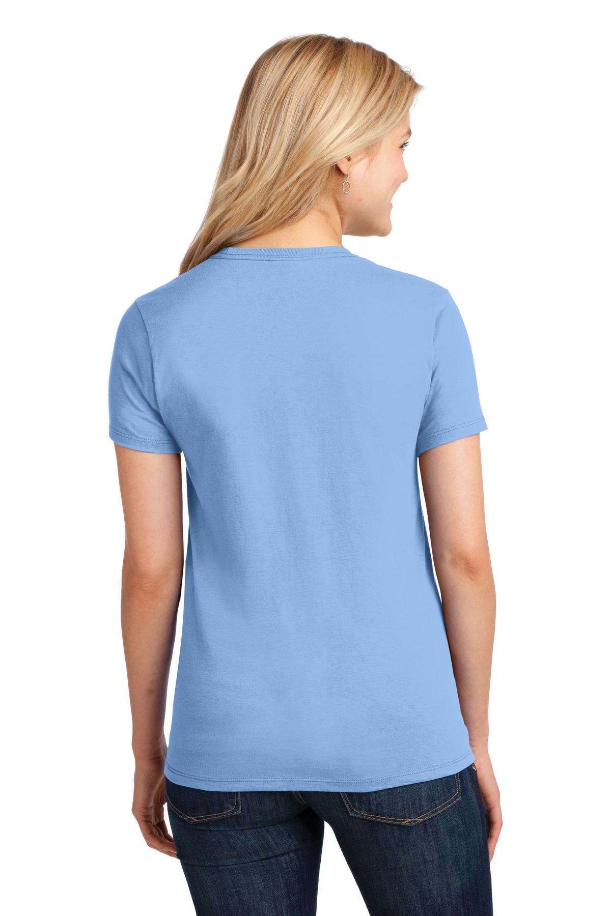 Light Blue Port & Co Women's Core Cotton Tee. LPC54 plain