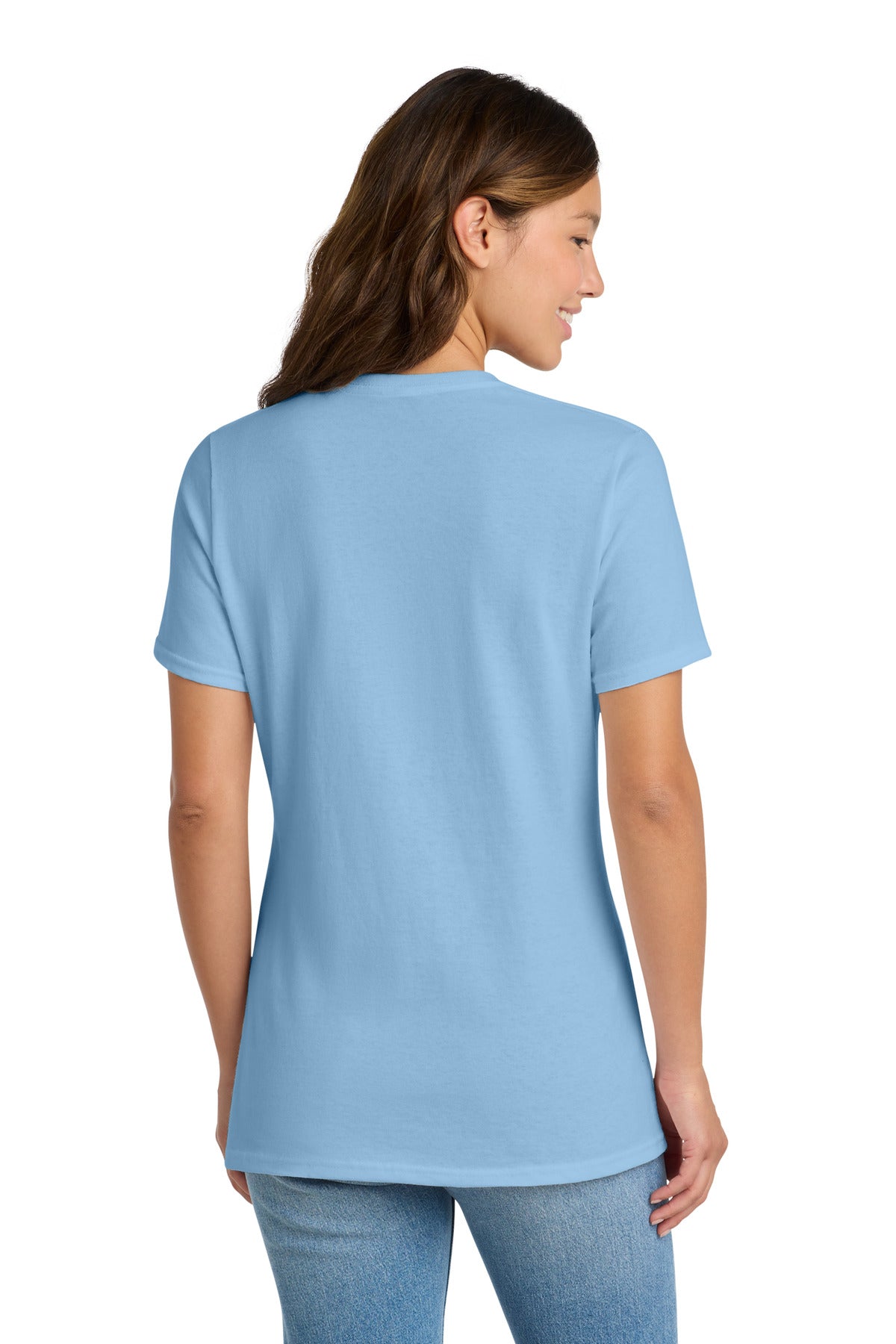Light Blue Port & Co Women's Core Cotton Tee. LPC54 plain