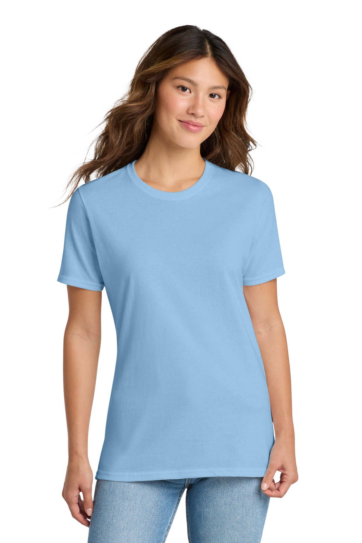 Light Blue Port & Co Women's Core Cotton Tee. LPC54 plain