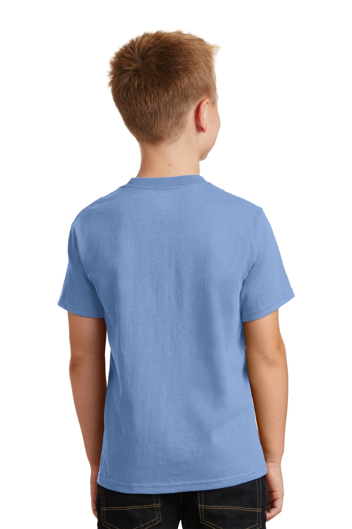 Light Blue Port & Co Youth Core Cotton Tee. PC54Y plain