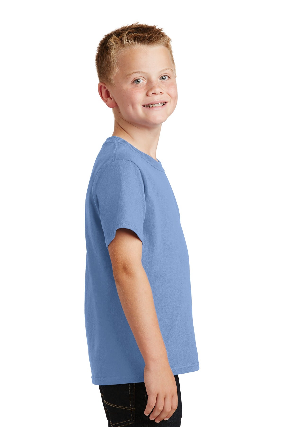 Light Blue Port & Co Youth Core Cotton Tee. PC54Y