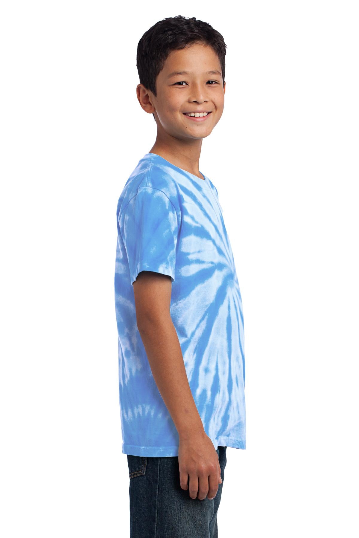Light Blue Port & Co Youth Tie-Dye Tee. PC147Y