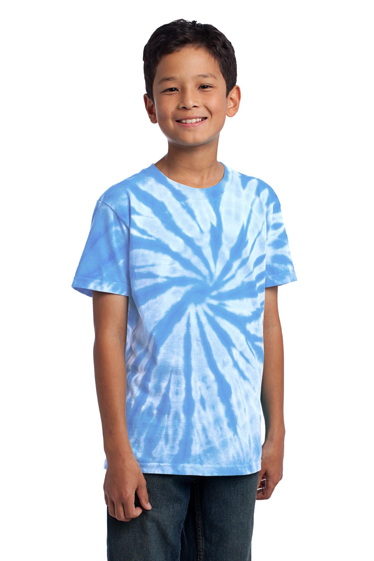 Light Blue Port & Co Youth Tie-Dye Tee. PC147Y