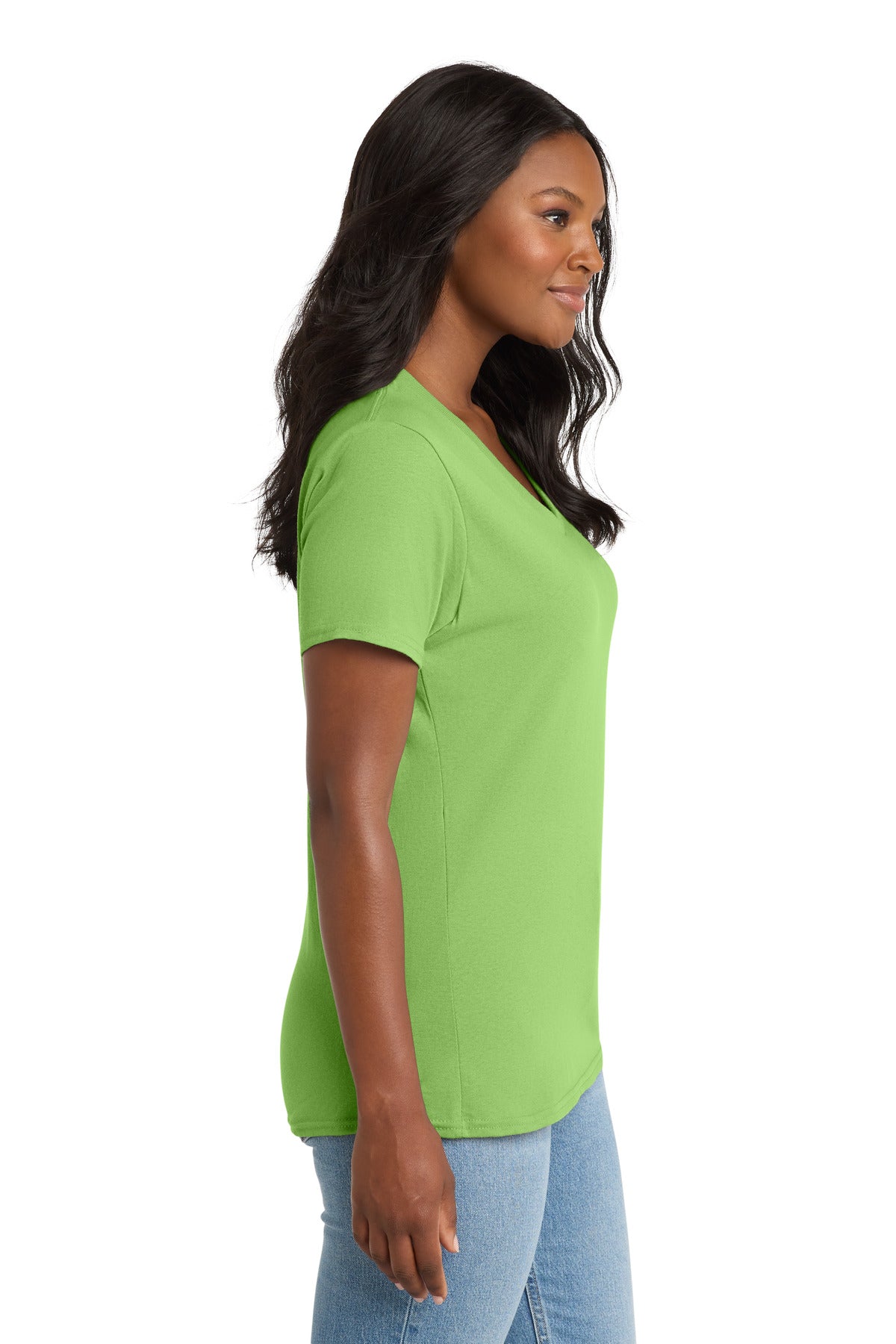 Lime Port & Co Women's Core Cotton V-Neck Tee. LPC54V plain