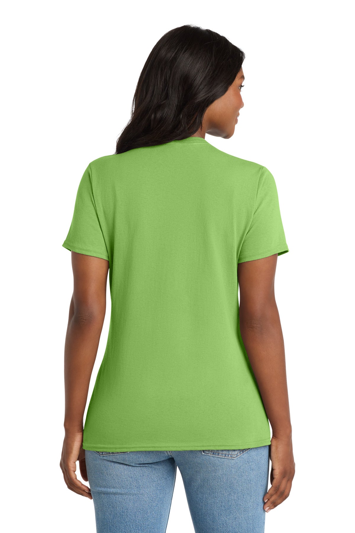 Lime Port & Co Women's Core Cotton V-Neck Tee. LPC54V plain