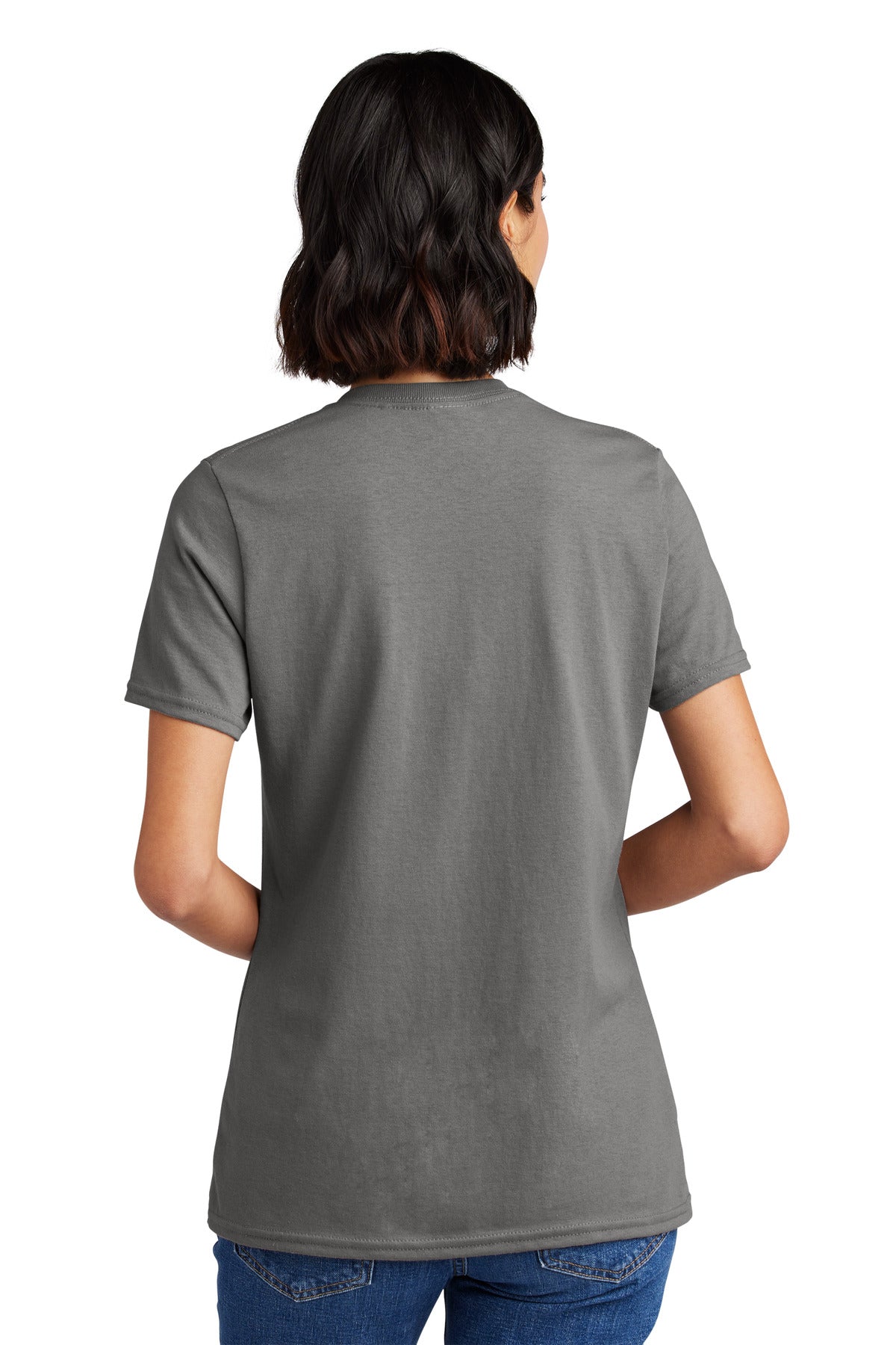 Medium Grey Port & Co Women's Core Cotton V-Neck Tee. LPC54V plain