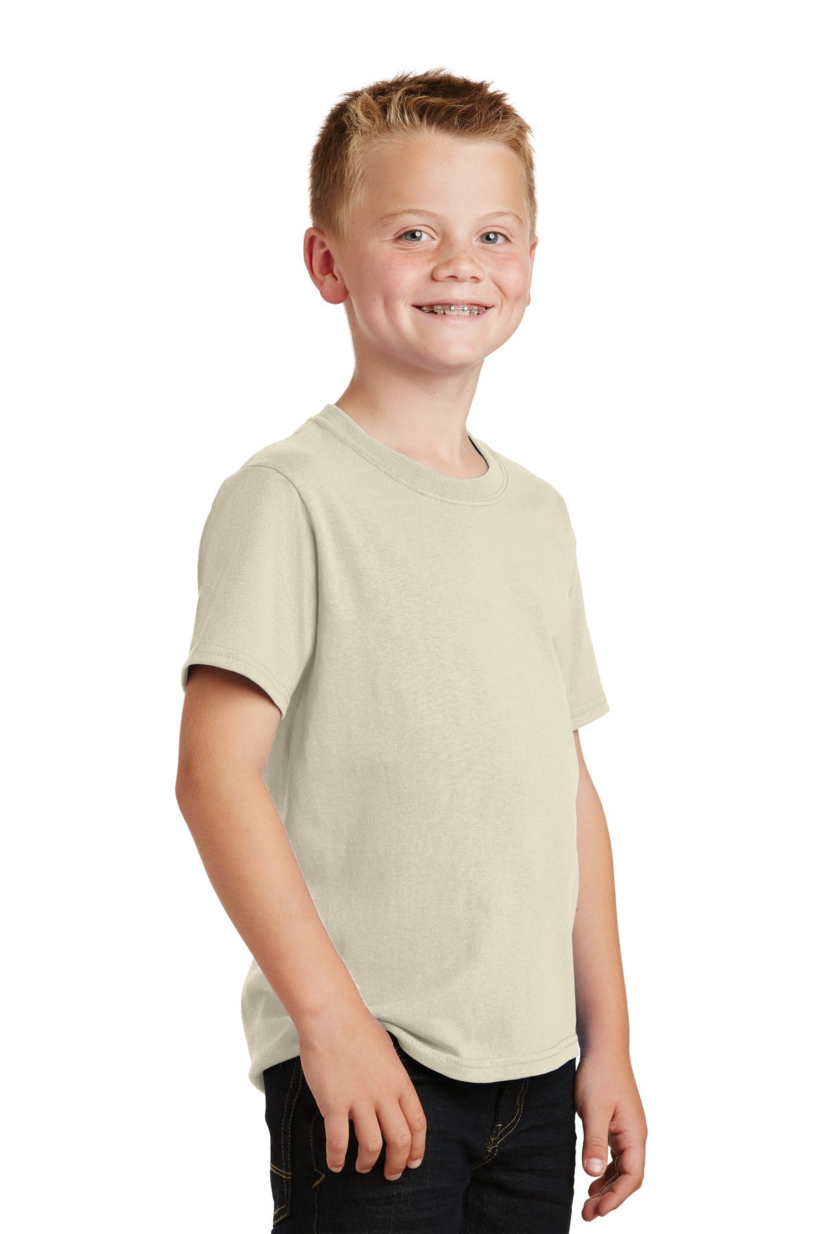 Natural Port & Co Youth Core Cotton Tee. PC54Y plain