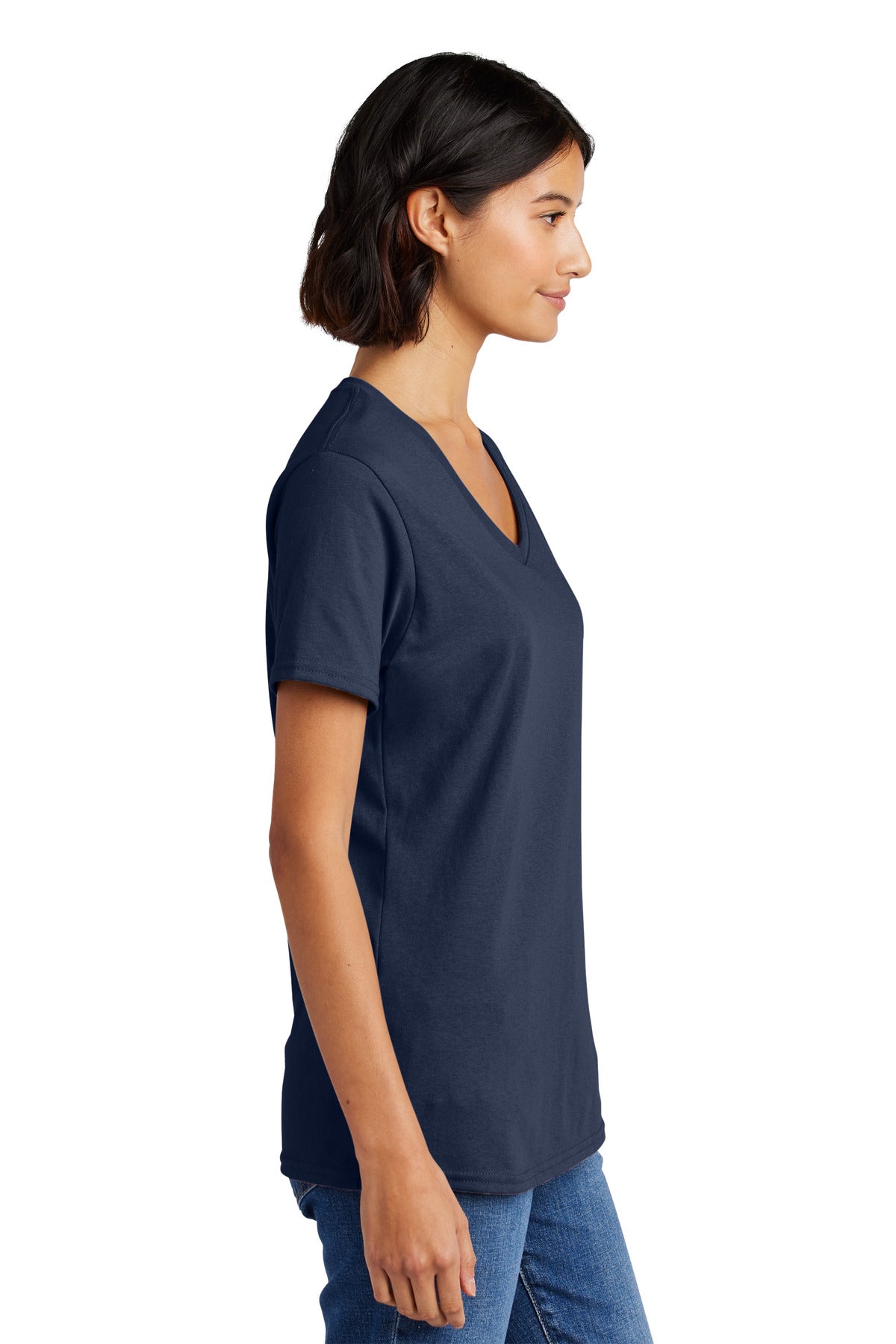 Navy Port & Co Women's Core Cotton V-Neck Tee. LPC54V plain