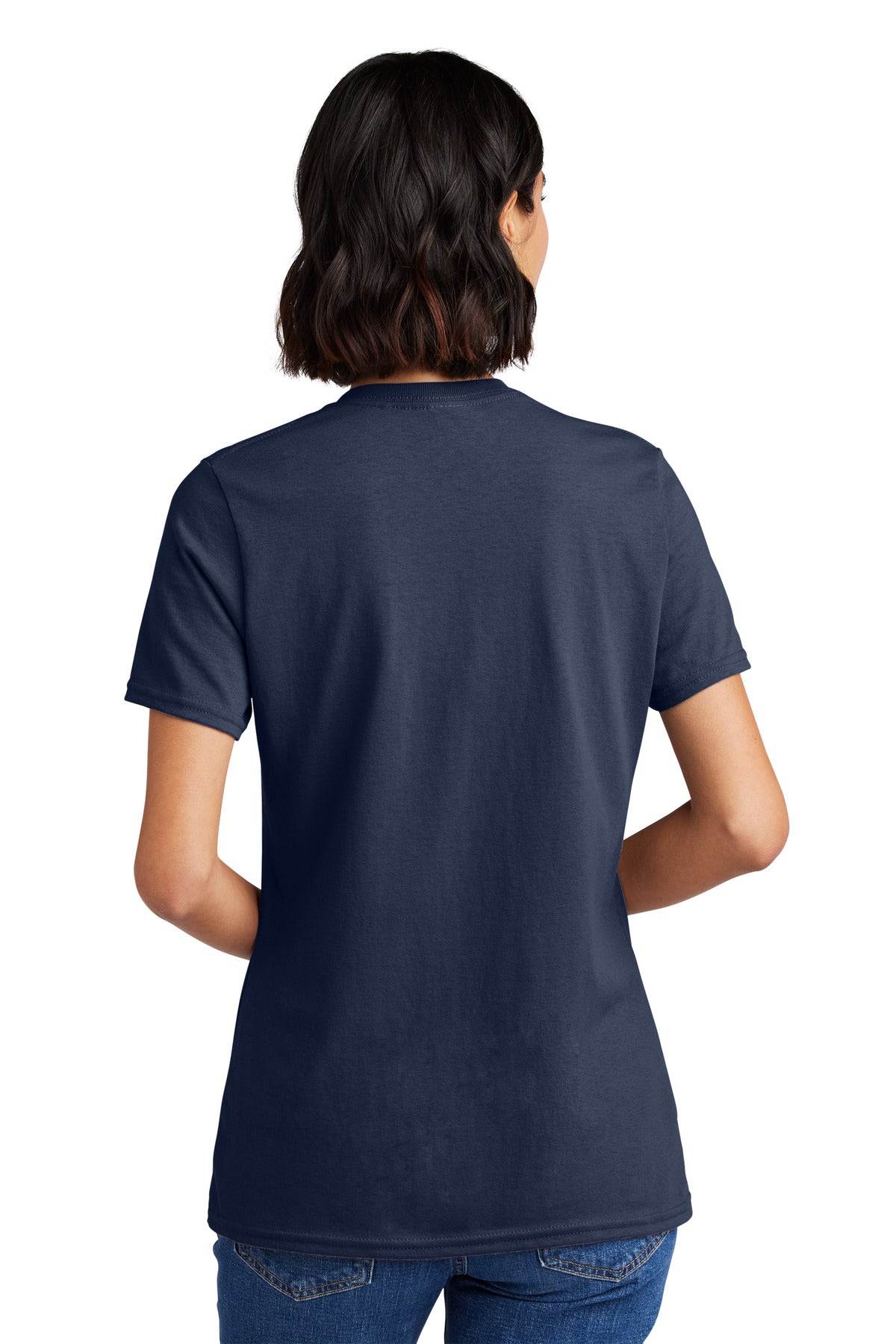 Navy Port & Co Women's Core Cotton V-Neck Tee. LPC54V plain