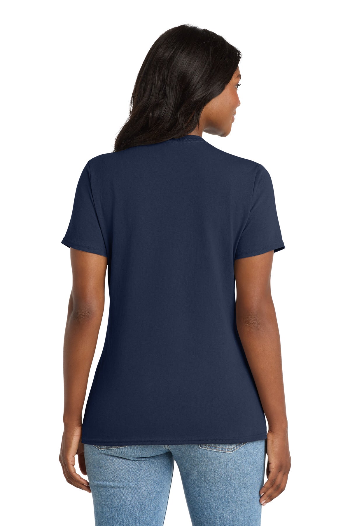 Navy Port & Co Women's Core Cotton V-Neck Tee. LPC54V plain