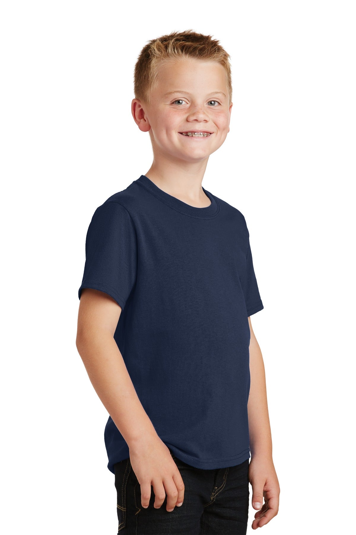 Navy Port & Co Youth Core Cotton Tee. PC54Y plain