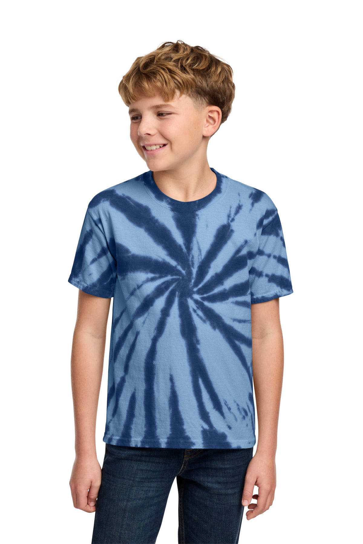 Navy Port & Co Youth Tie-Dye Tee. PC147Y plain