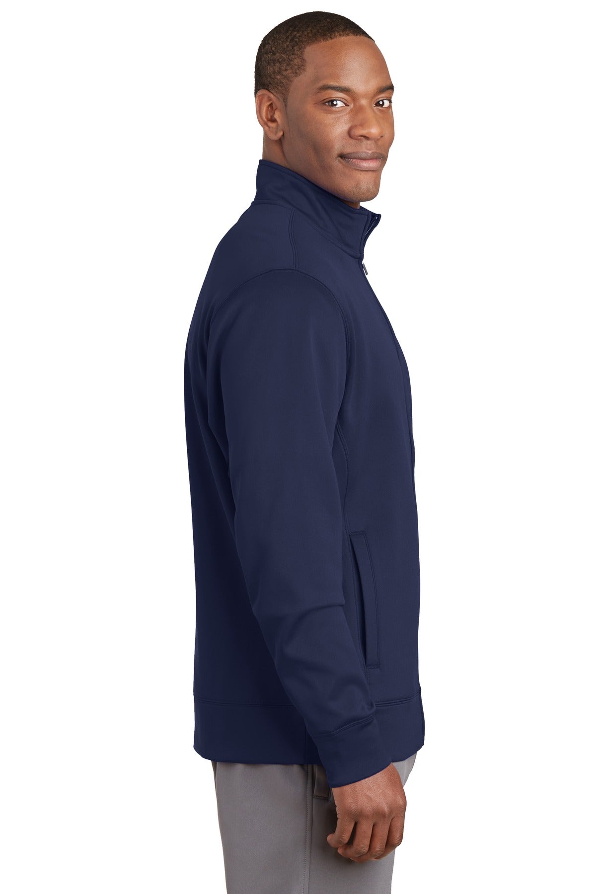 Navy Sport-Tek Sport-Wick Fleece Full-Zip Jacket. ST241 plain