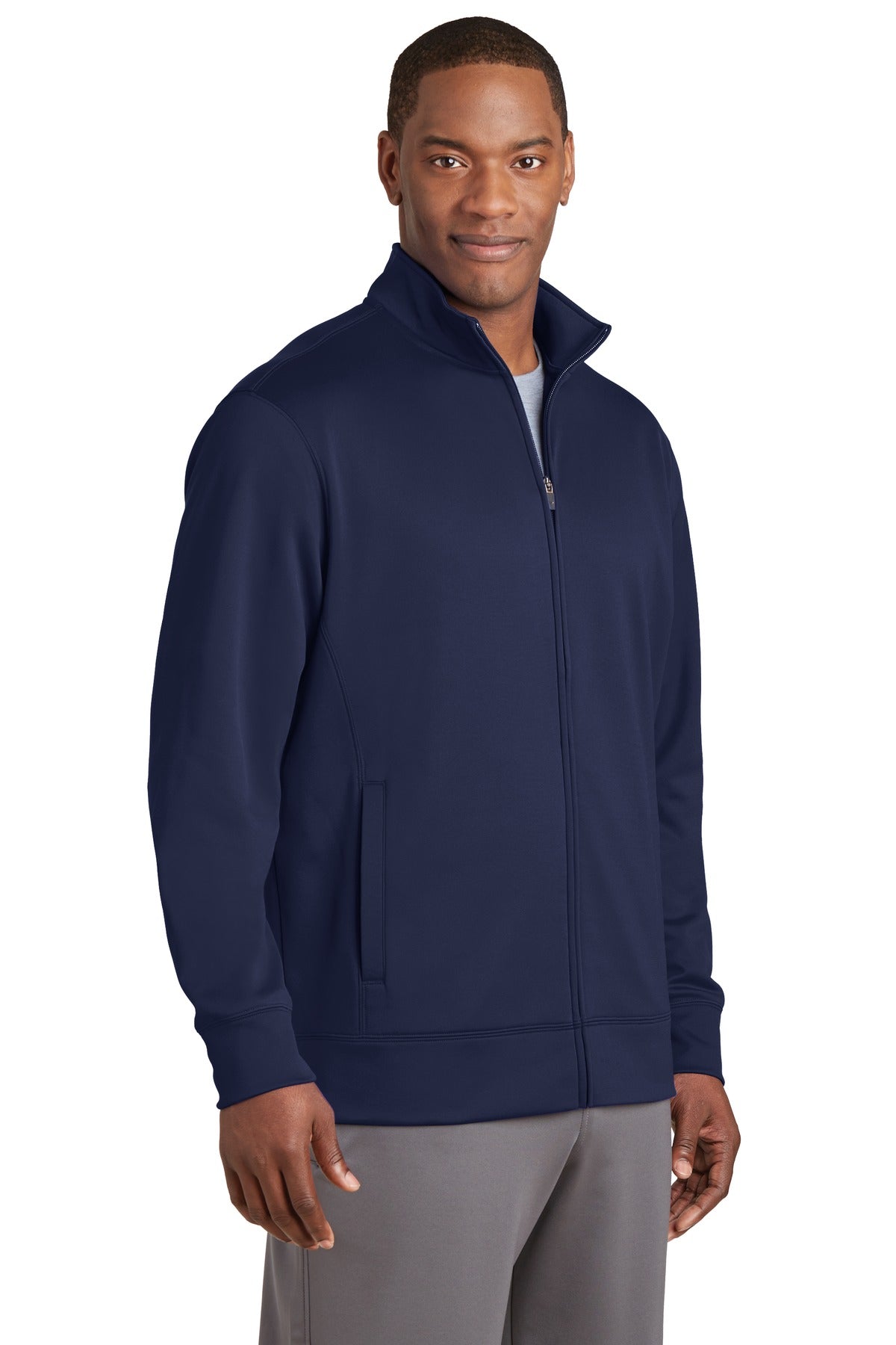Navy Sport-Tek Sport-Wick Fleece Full-Zip Jacket. ST241 plain