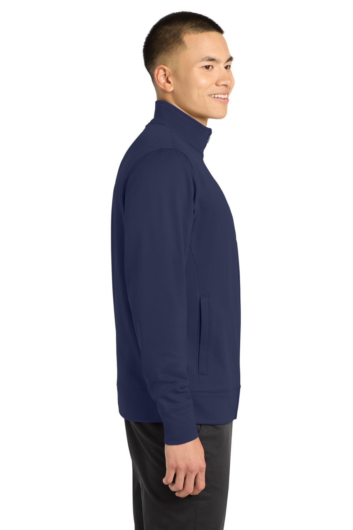 Navy Sport-Tek Sport-Wick Fleece Full-Zip Jacket. ST241 plain