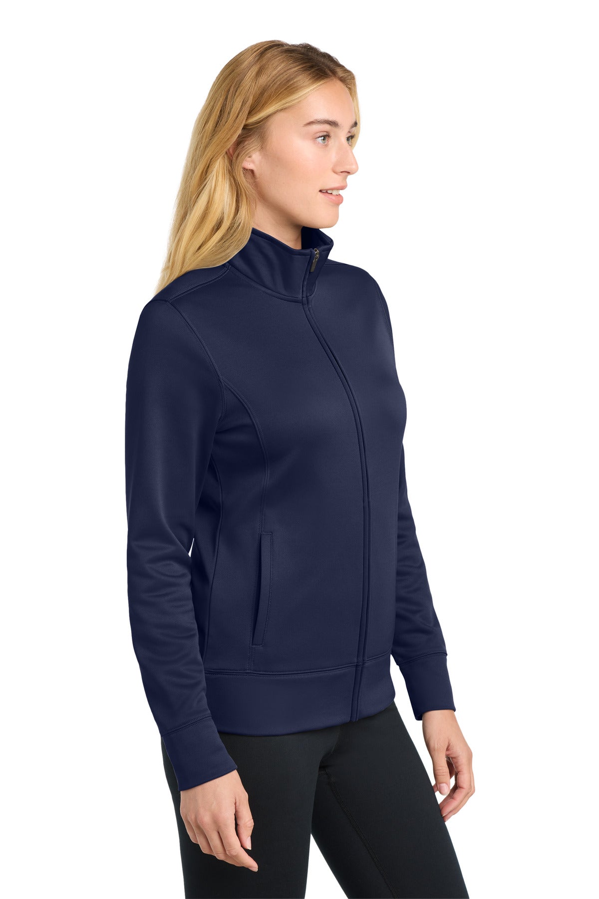 Navy Sport-Tek Women's Sport-Wick Fleece Full-Zip Jacket. LST241 plain
