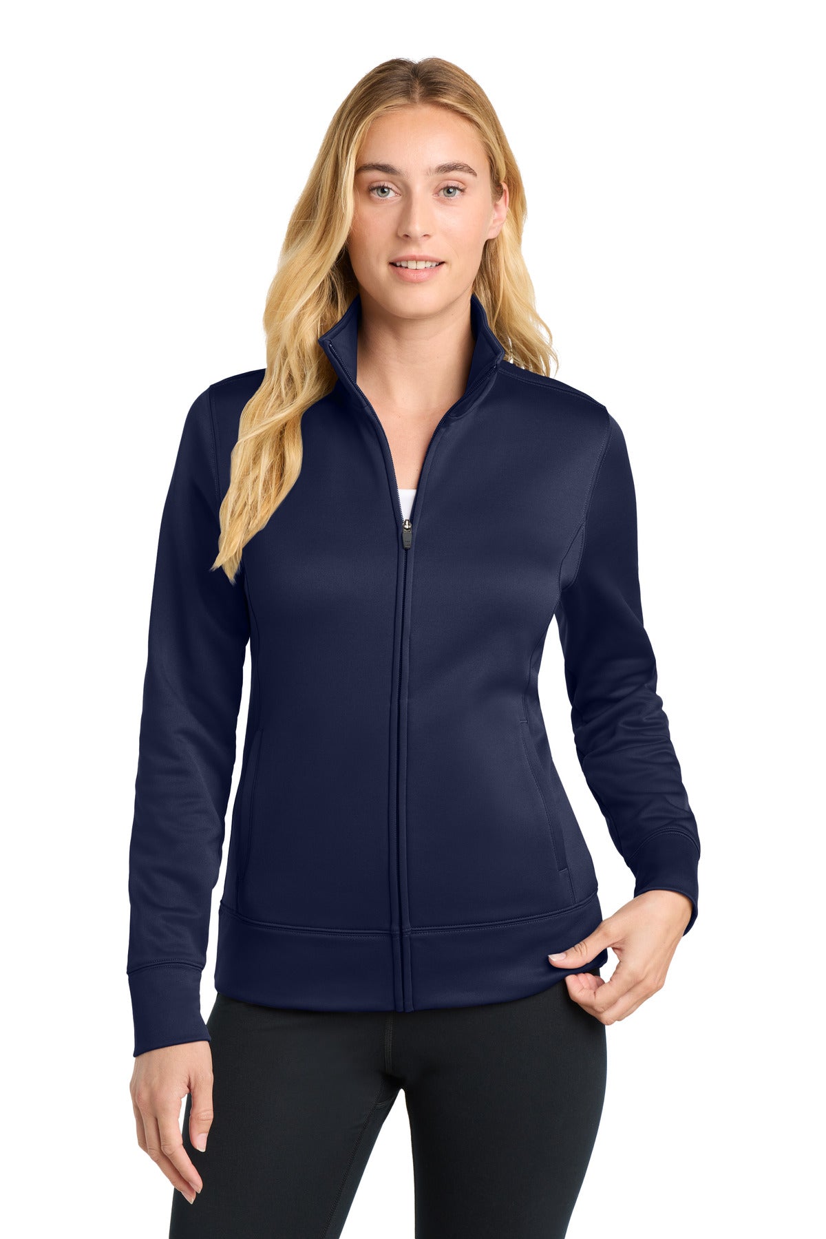 Navy Sport-Tek Women's Sport-Wick Fleece Full-Zip Jacket. LST241 plain