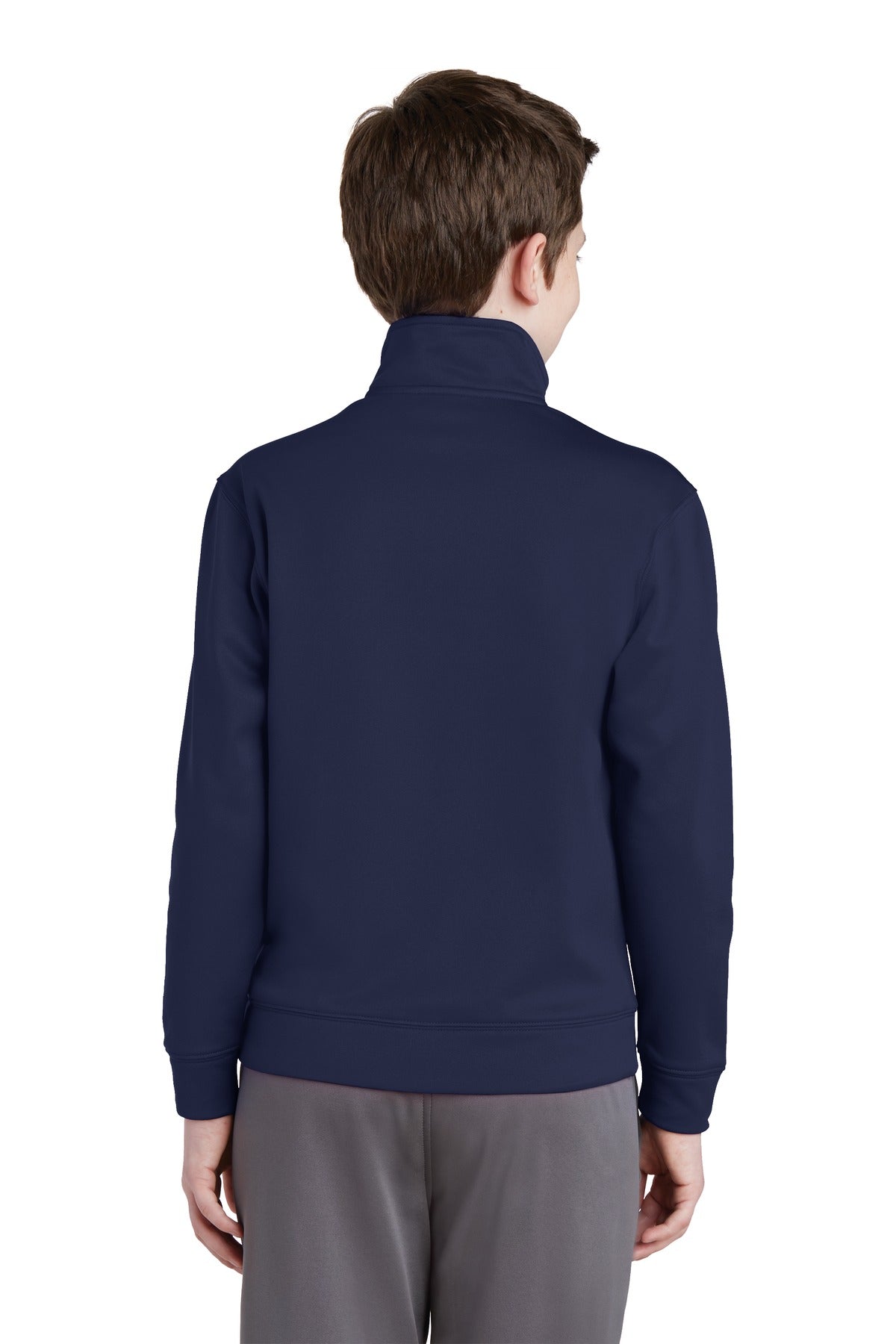 Navy Sport-Tek Youth Sport-Wick Fleece Full-Zip Jacket. YST241 plain