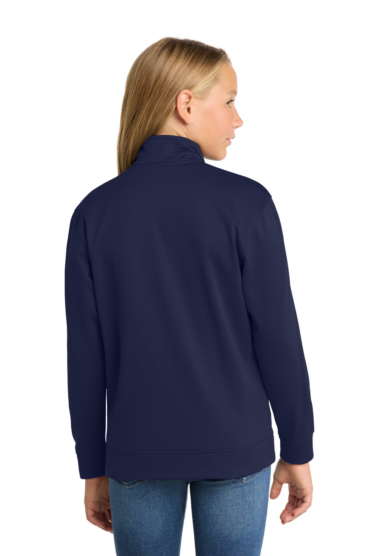 Navy Sport-Tek Youth Sport-Wick Fleece Full-Zip Jacket. YST241 plain