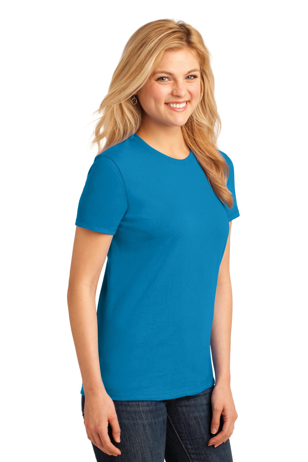 Neon Blue Port & Co Women's Core Cotton Tee. LPC54 plain