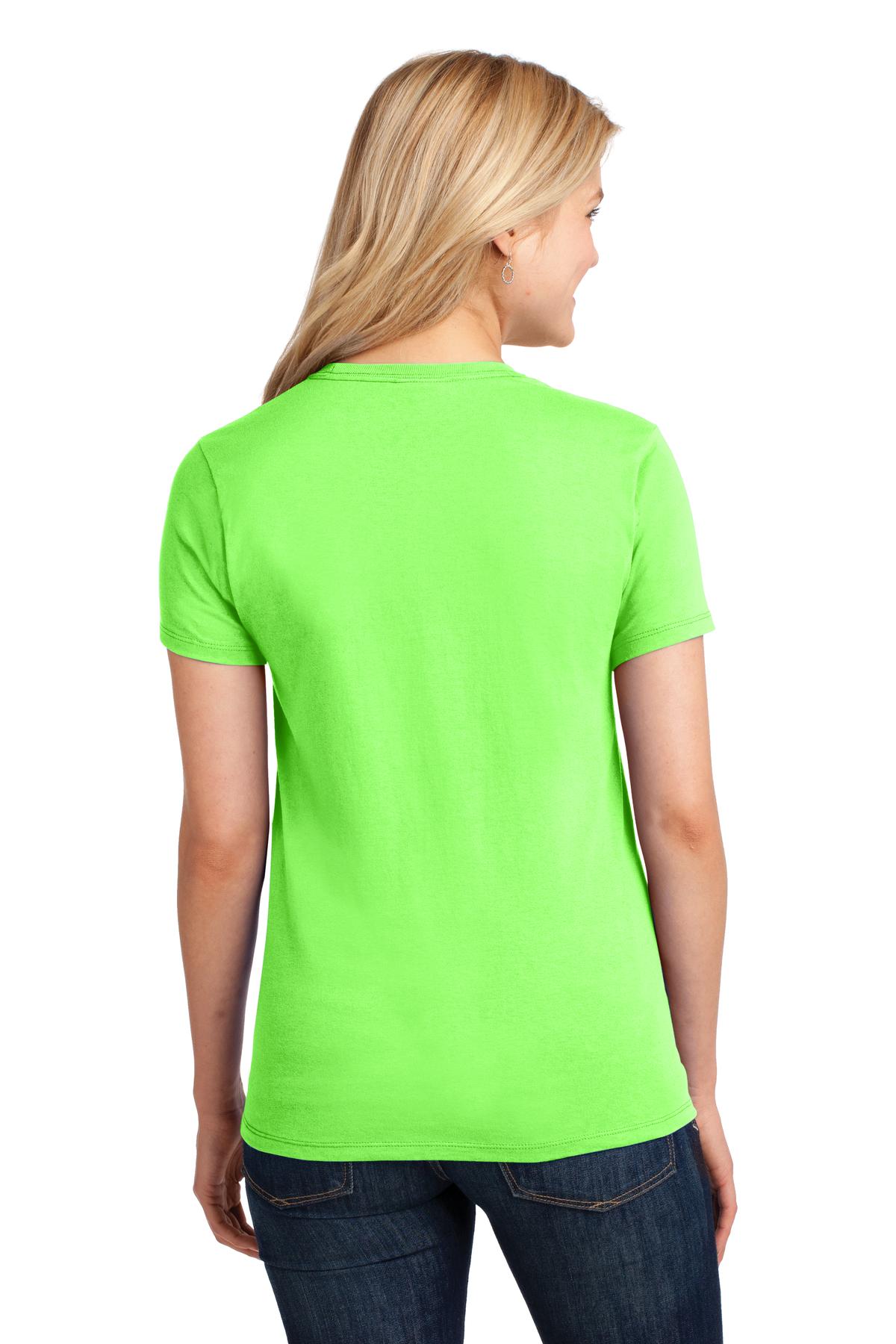 Neon Green Port & Co Women's Core Cotton Tee. LPC54 plain