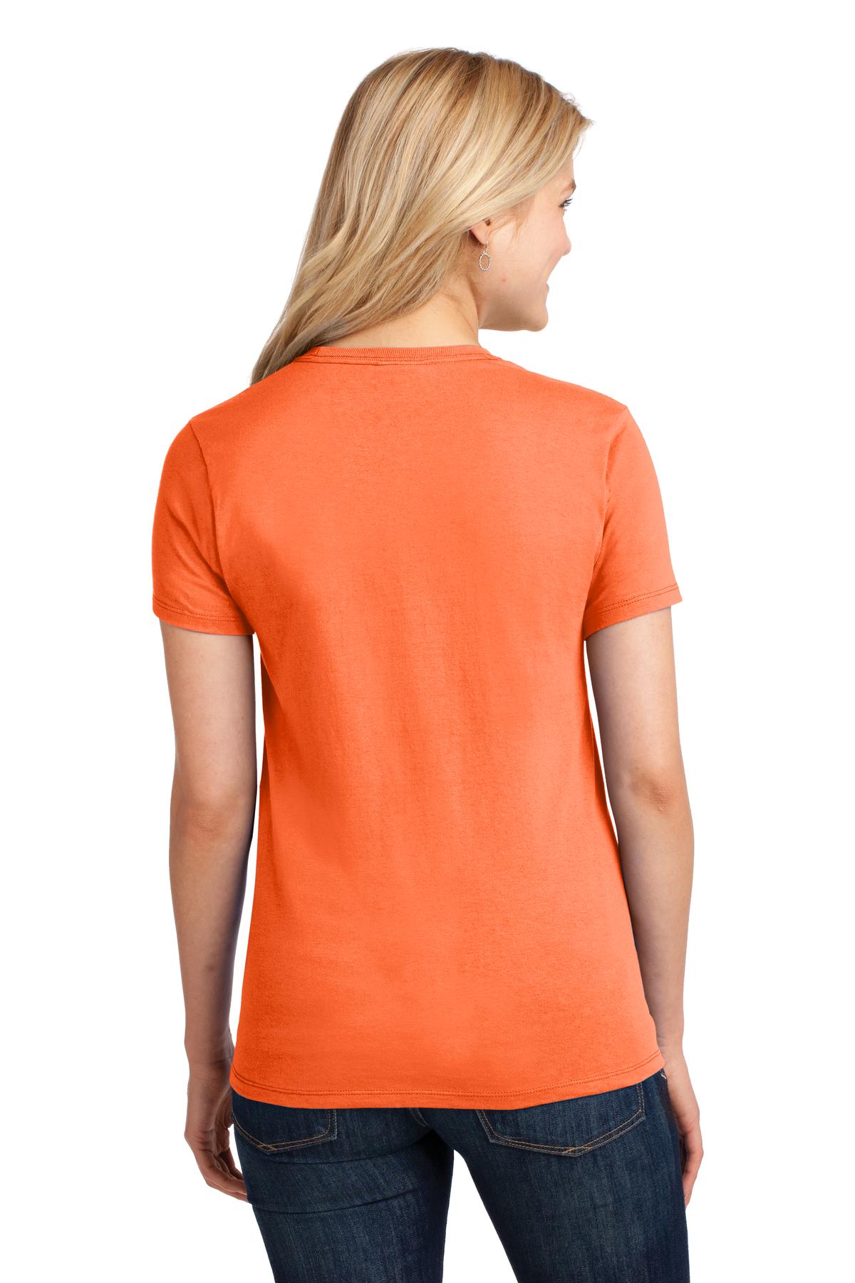 Neon Orange Port & Co Women's Core Cotton Tee. LPC54 plain