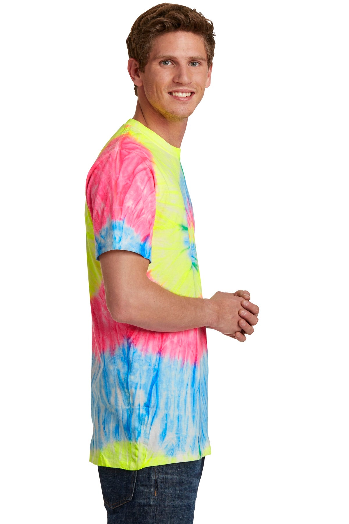 Neon Rainbow Port & Co Tie-Dye Tee. PC147