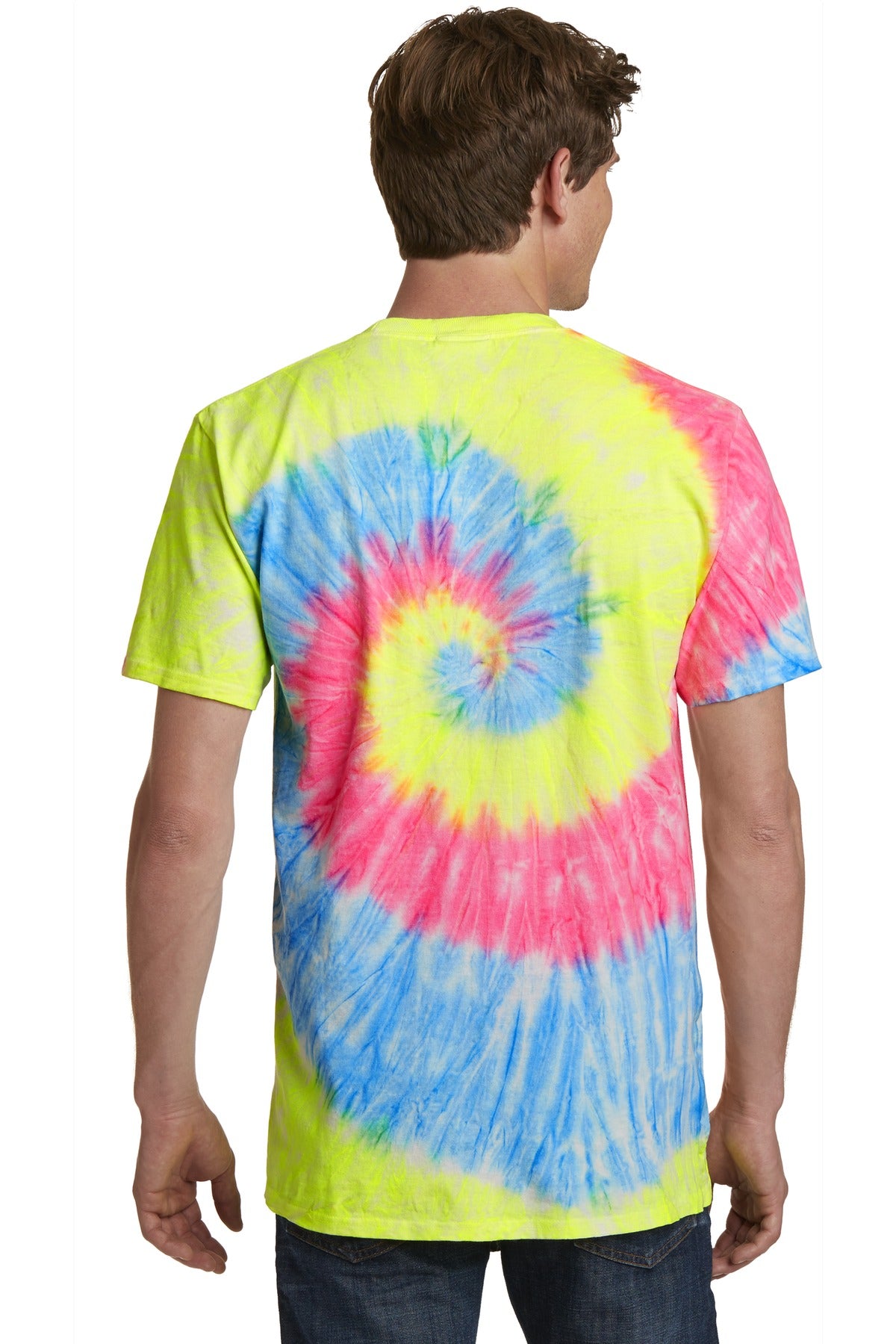 Neon Rainbow Port & Co Tie-Dye Tee. PC147