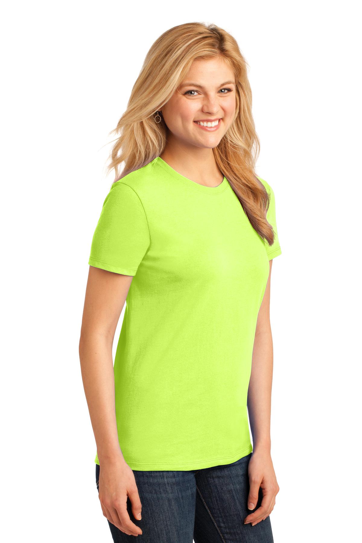 Neon Yellow Port & Co Women's Core Cotton Tee. LPC54 plain