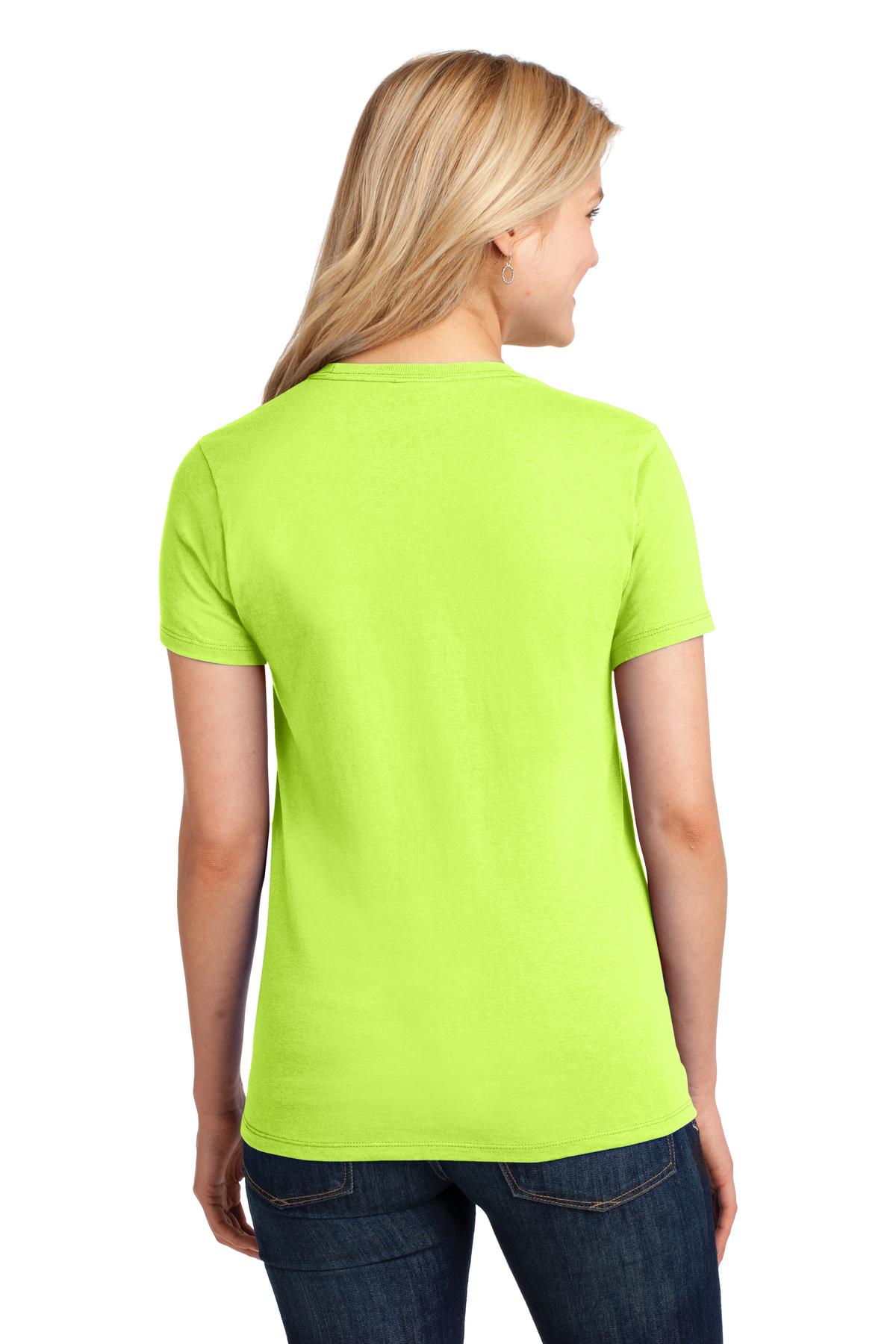 Neon Yellow Port & Co Women's Core Cotton Tee. LPC54 plain