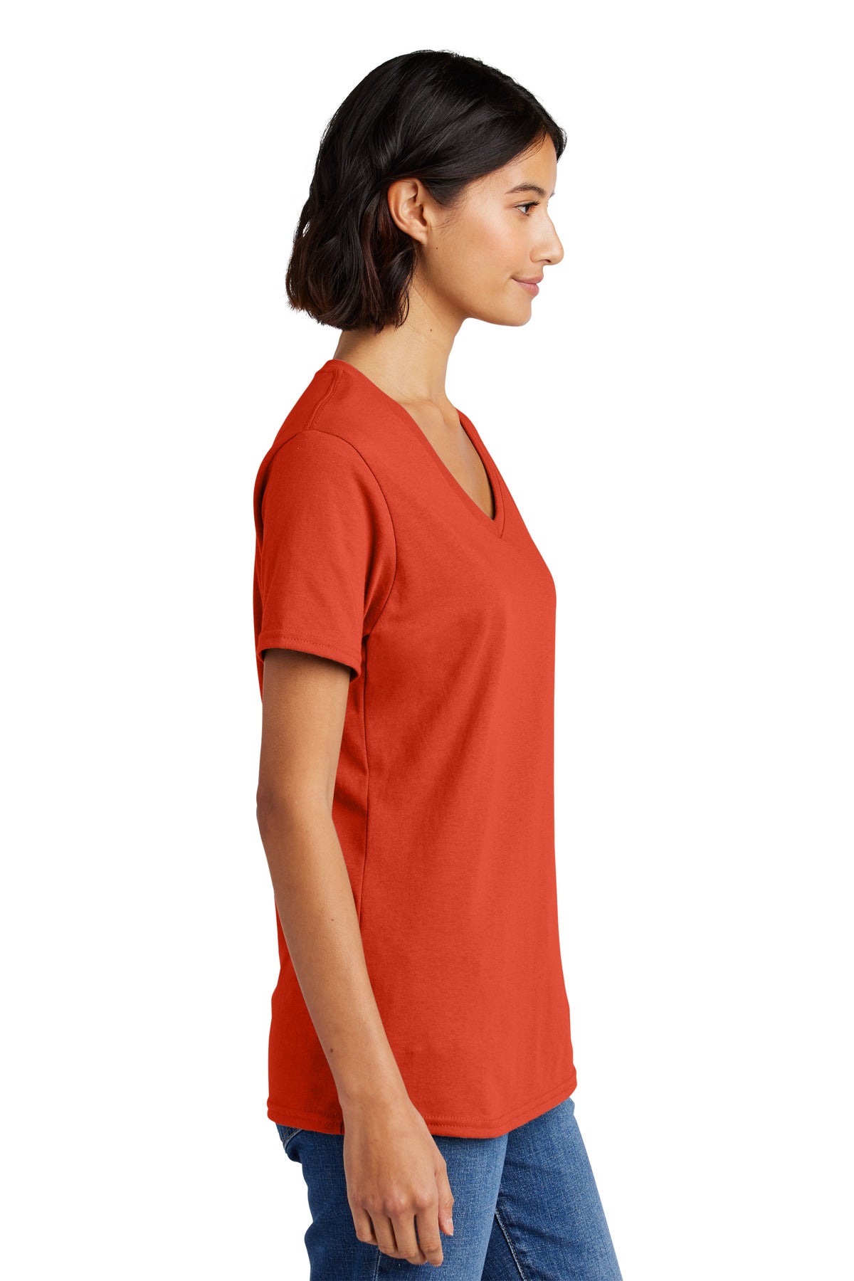 Orange Port & Co Women's Core Cotton V-Neck Tee. LPC54V plain