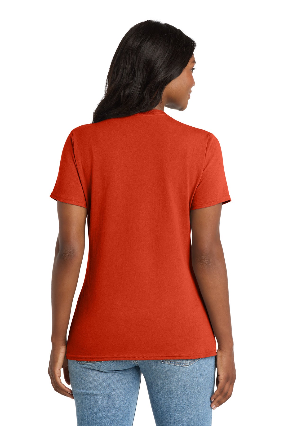 Orange Port & Co Women's Core Cotton V-Neck Tee. LPC54V plain