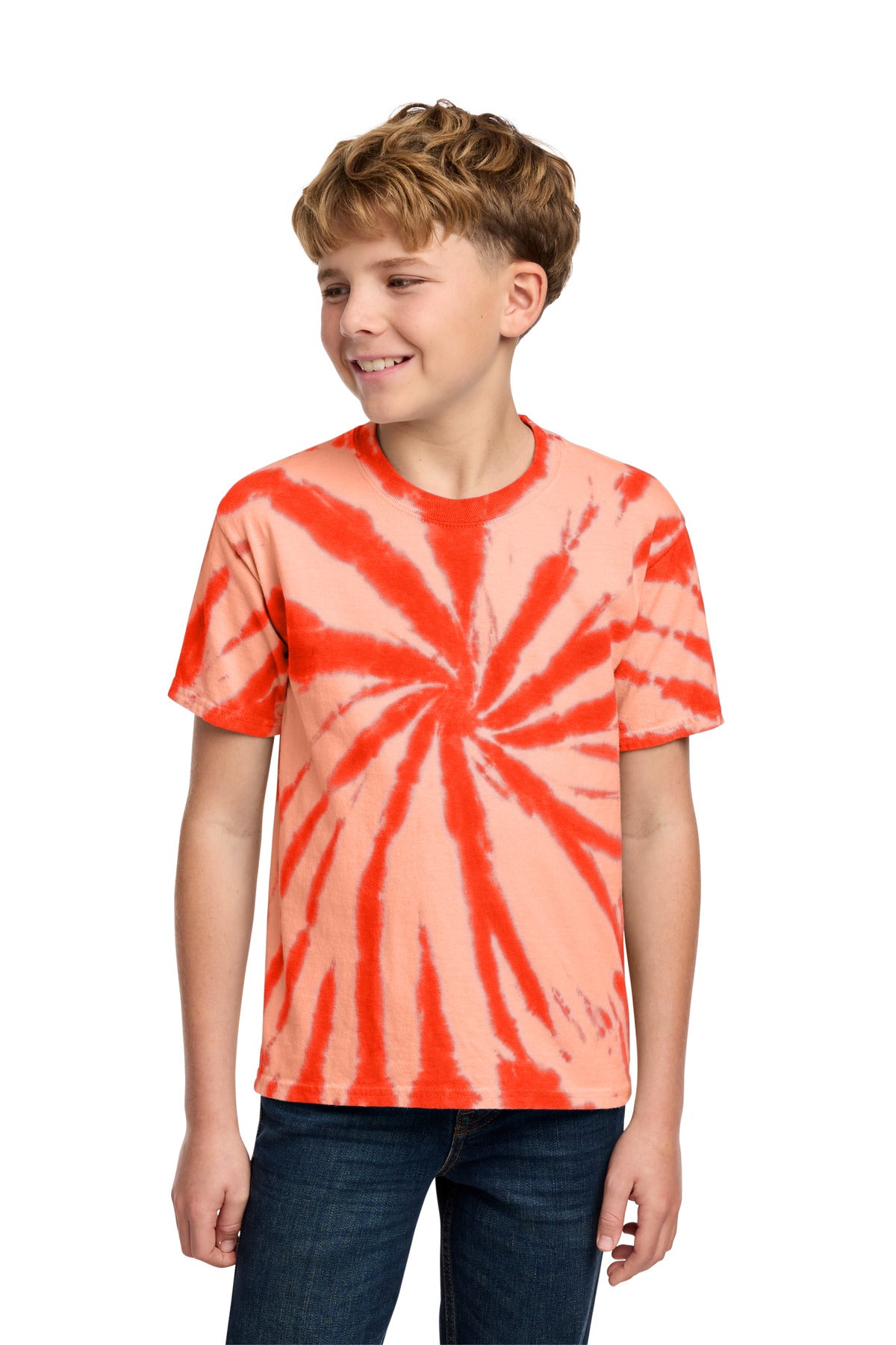 Orange Port & Co Youth Tie-Dye Tee. PC147Y plain