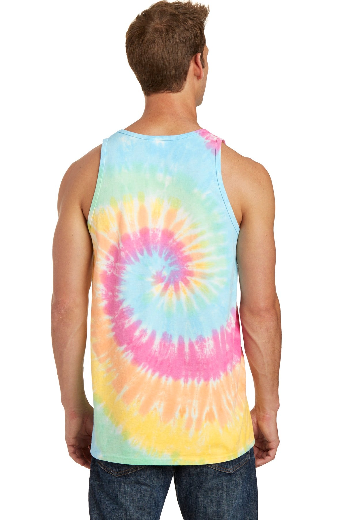 Pastel Rainbow Port & Co Tie-Dye Tank Top. PC147TT plain