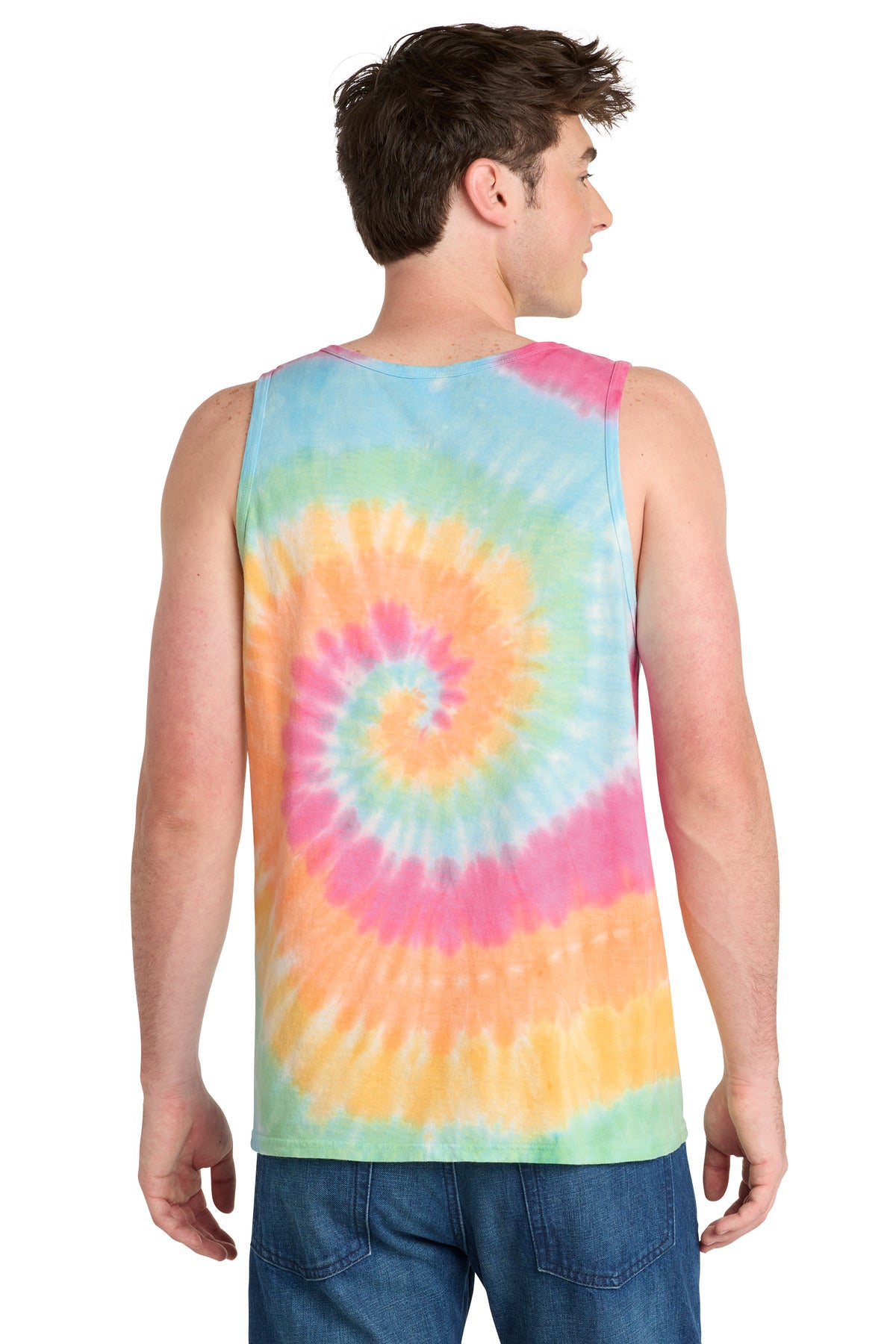 Pastel Rainbow Port & Co Tie-Dye Tank Top. PC147TT plain