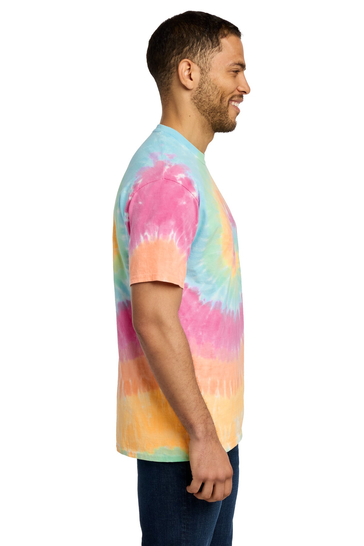 Pastel Rainbow Port & Co Tie-Dye Tee. PC147 plain