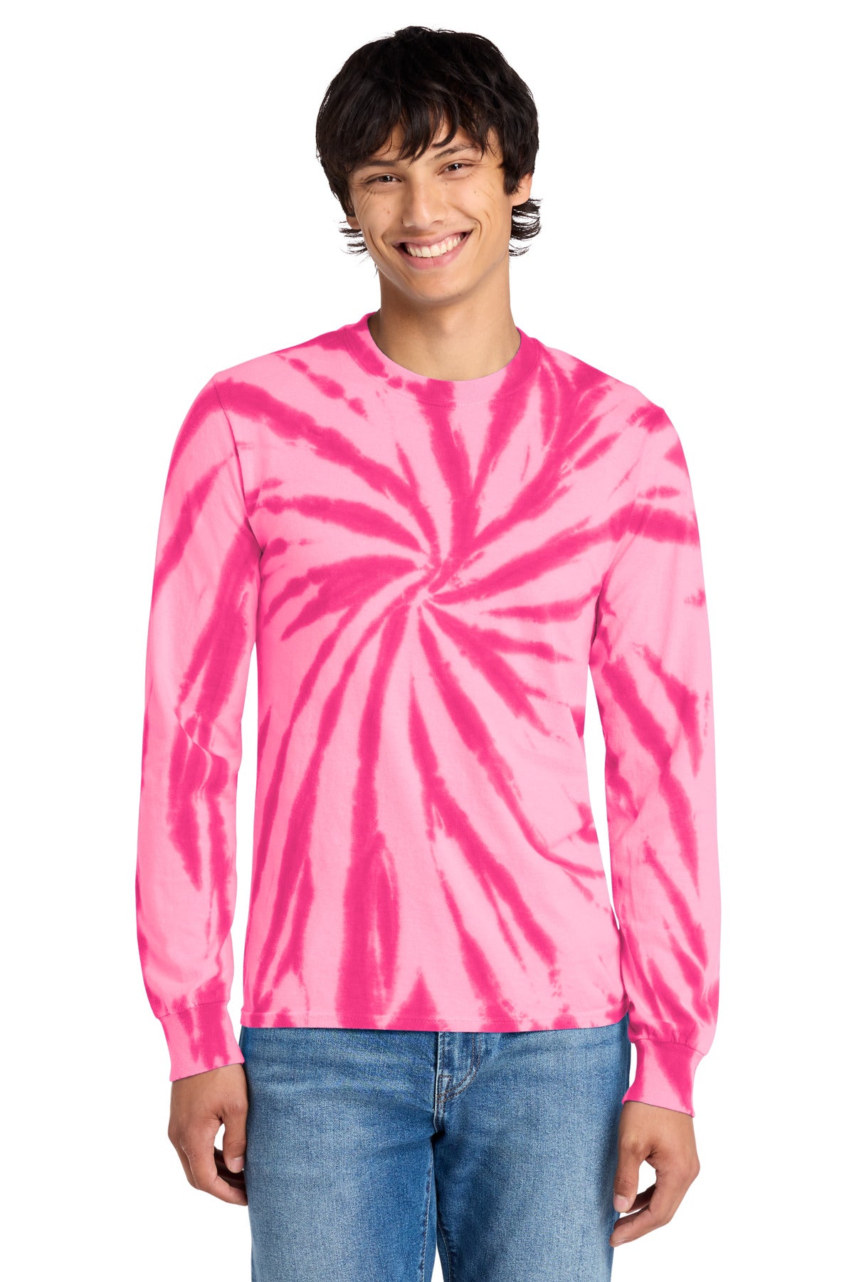 Pink Port & Co Tie-Dye Long Sleeve Tee. PC147LS plain