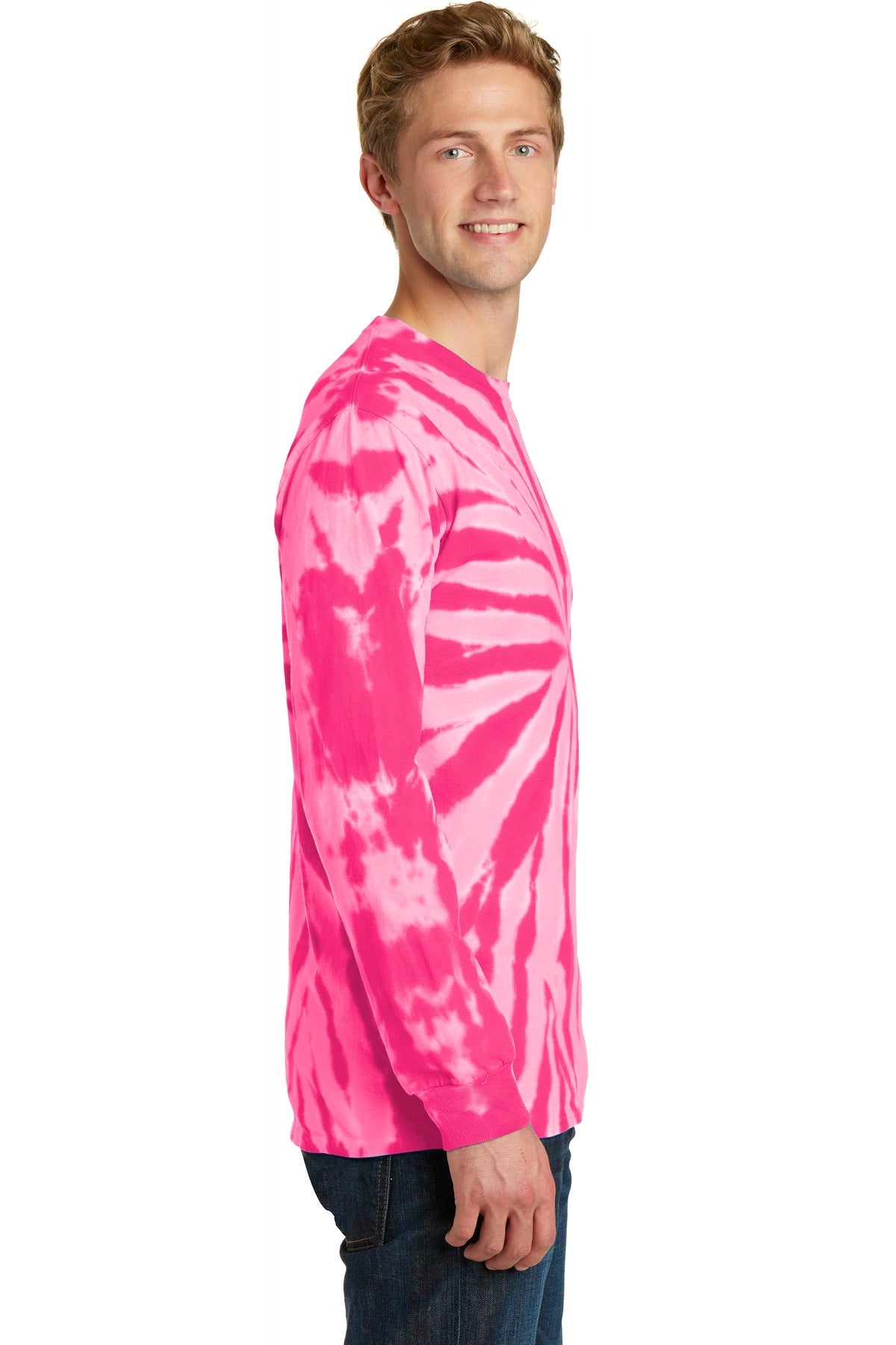 Pink Port & Co Tie-Dye Long Sleeve Tee. PC147LS
