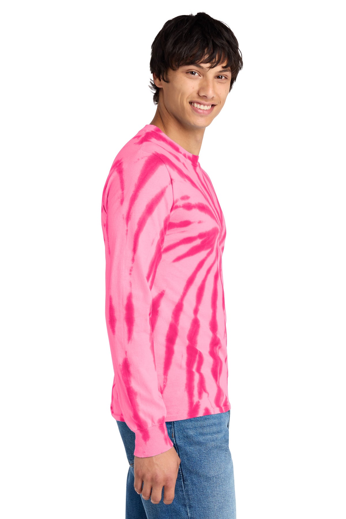 Pink Port & Co Tie-Dye Long Sleeve Tee. PC147LS