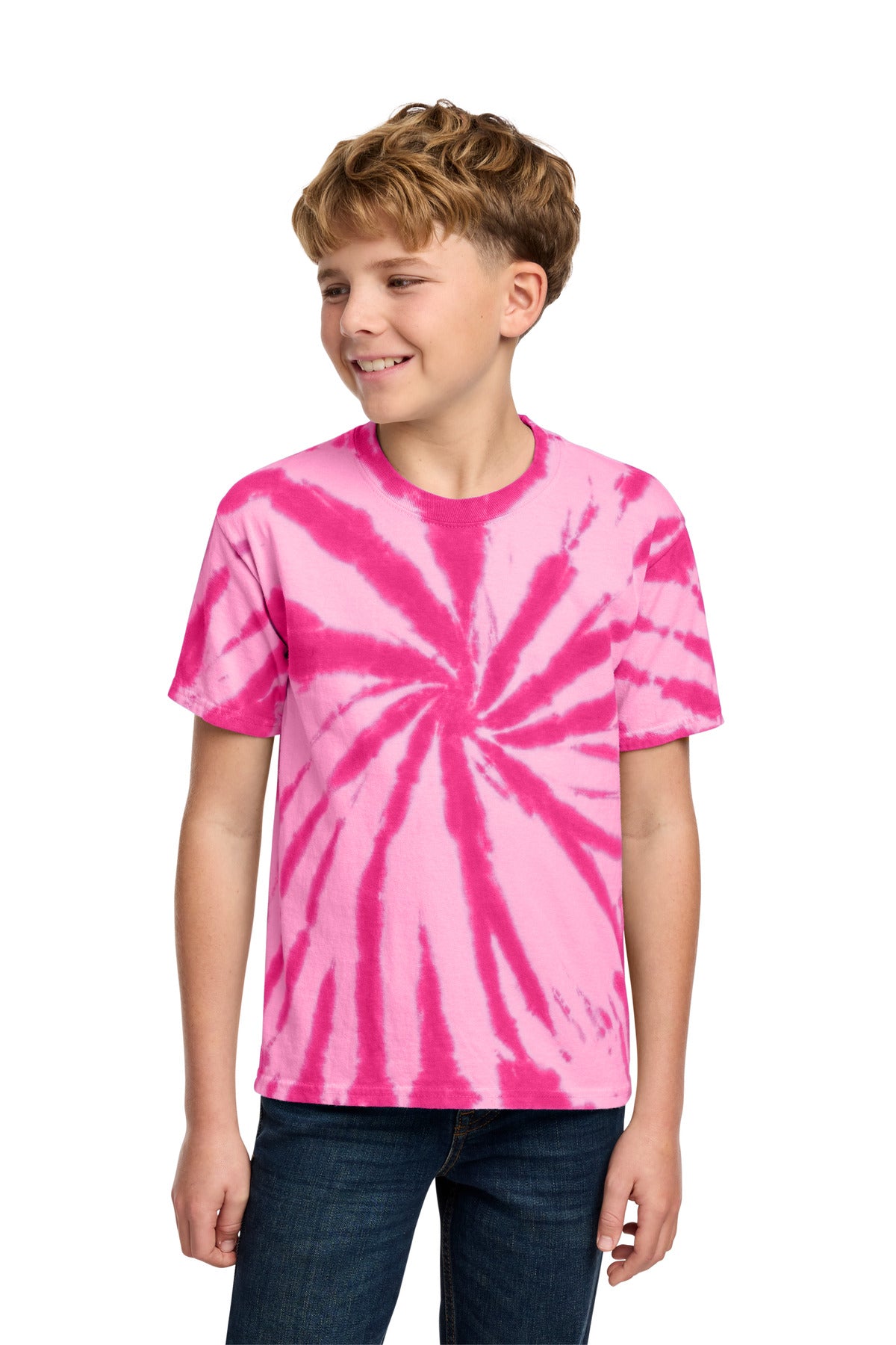 Pink Port & Co Youth Tie-Dye Tee. PC147Y plain