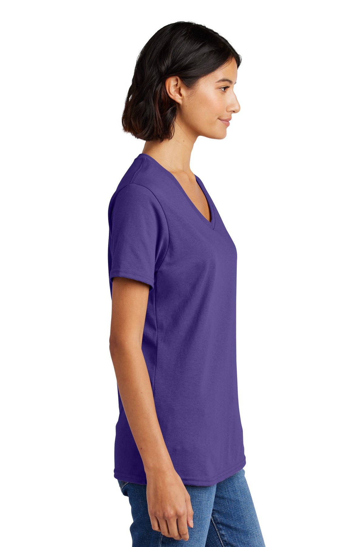 Purple Port & Co Women's Core Cotton V-Neck Tee. LPC54V plain