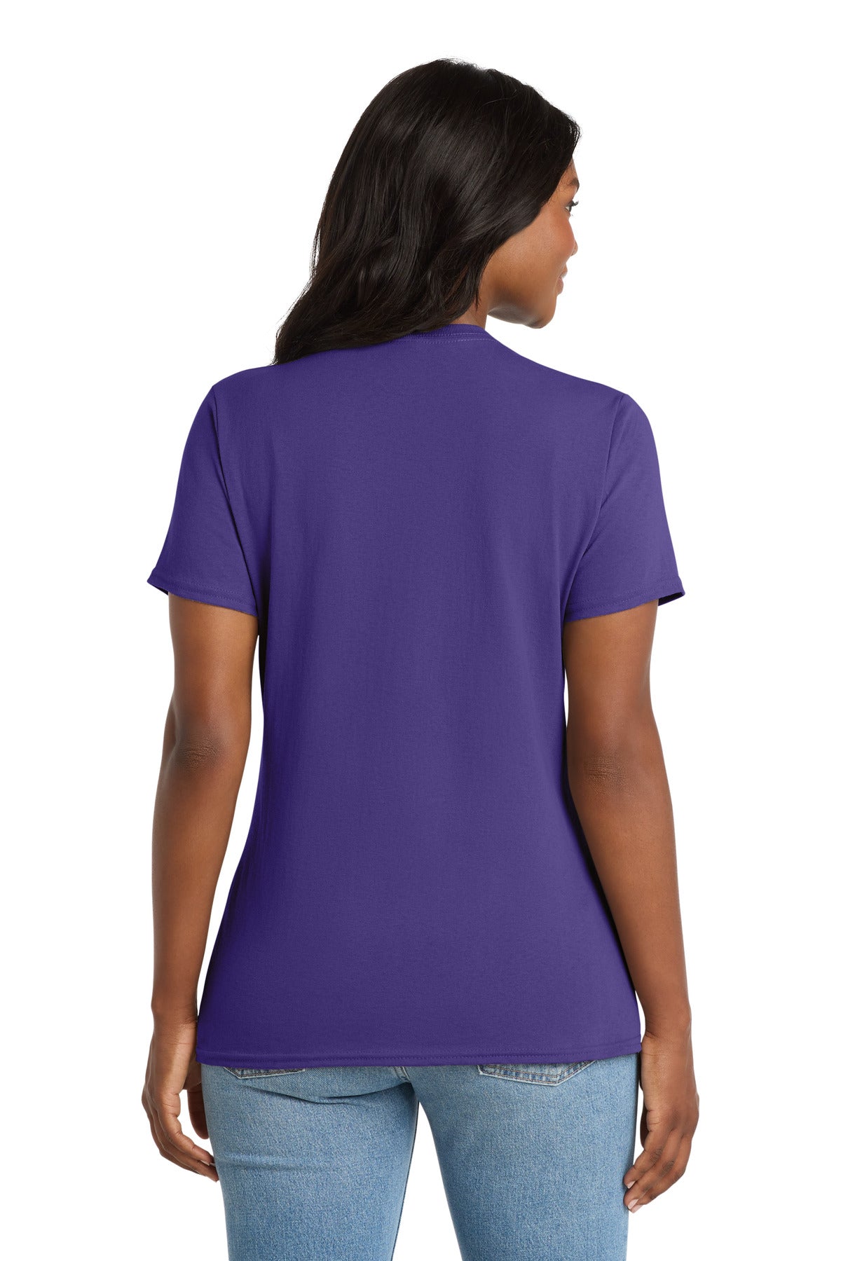 Purple Port & Co Women's Core Cotton V-Neck Tee. LPC54V plain
