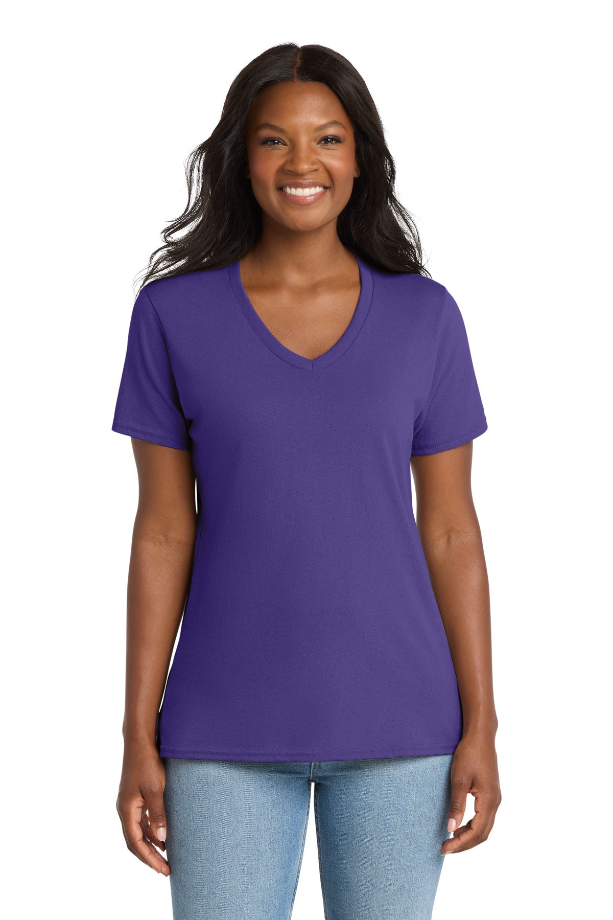 Purple Port & Co Women's Core Cotton V-Neck Tee. LPC54V plain