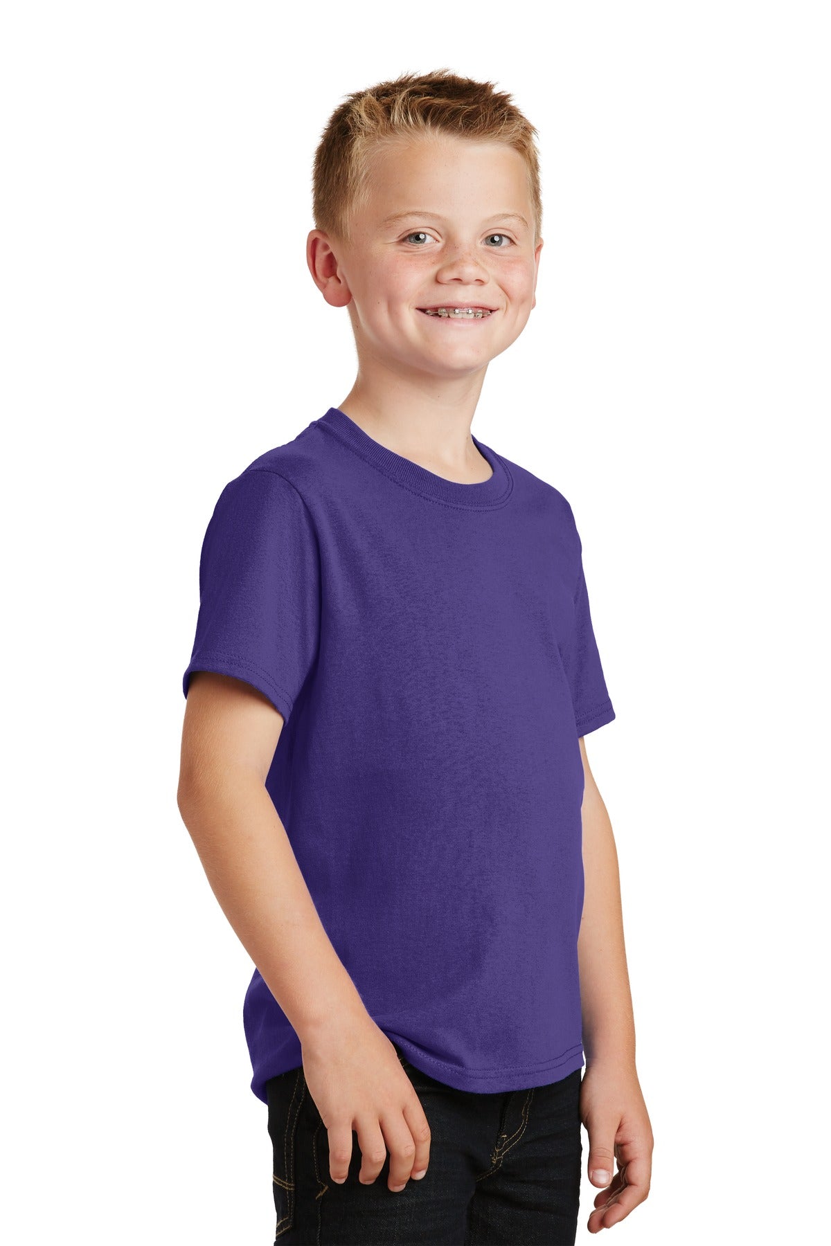 Purple Port & Co Youth Core Cotton Tee. PC54Y plain