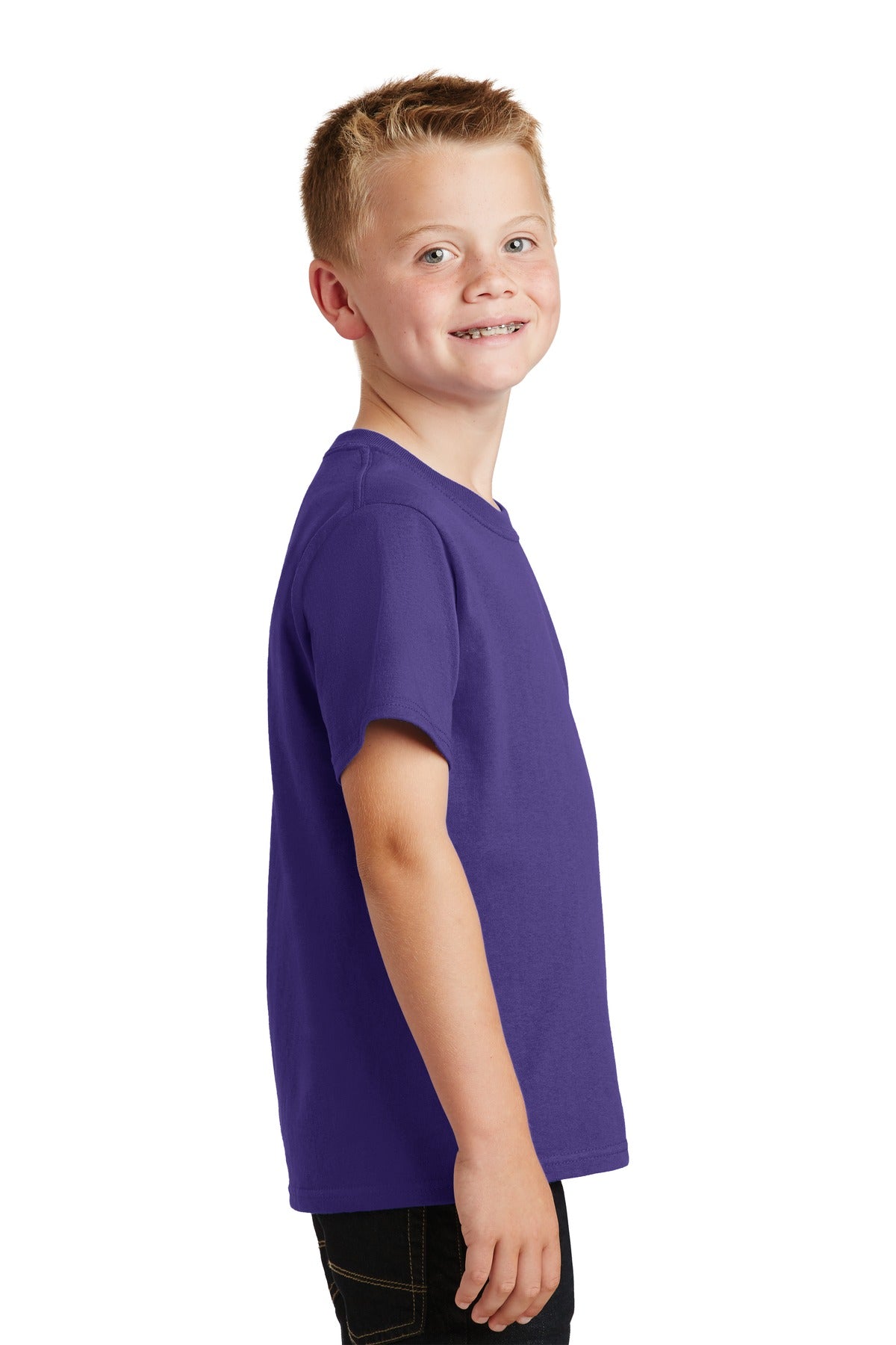Purple Port & Co Youth Core Cotton Tee. PC54Y
