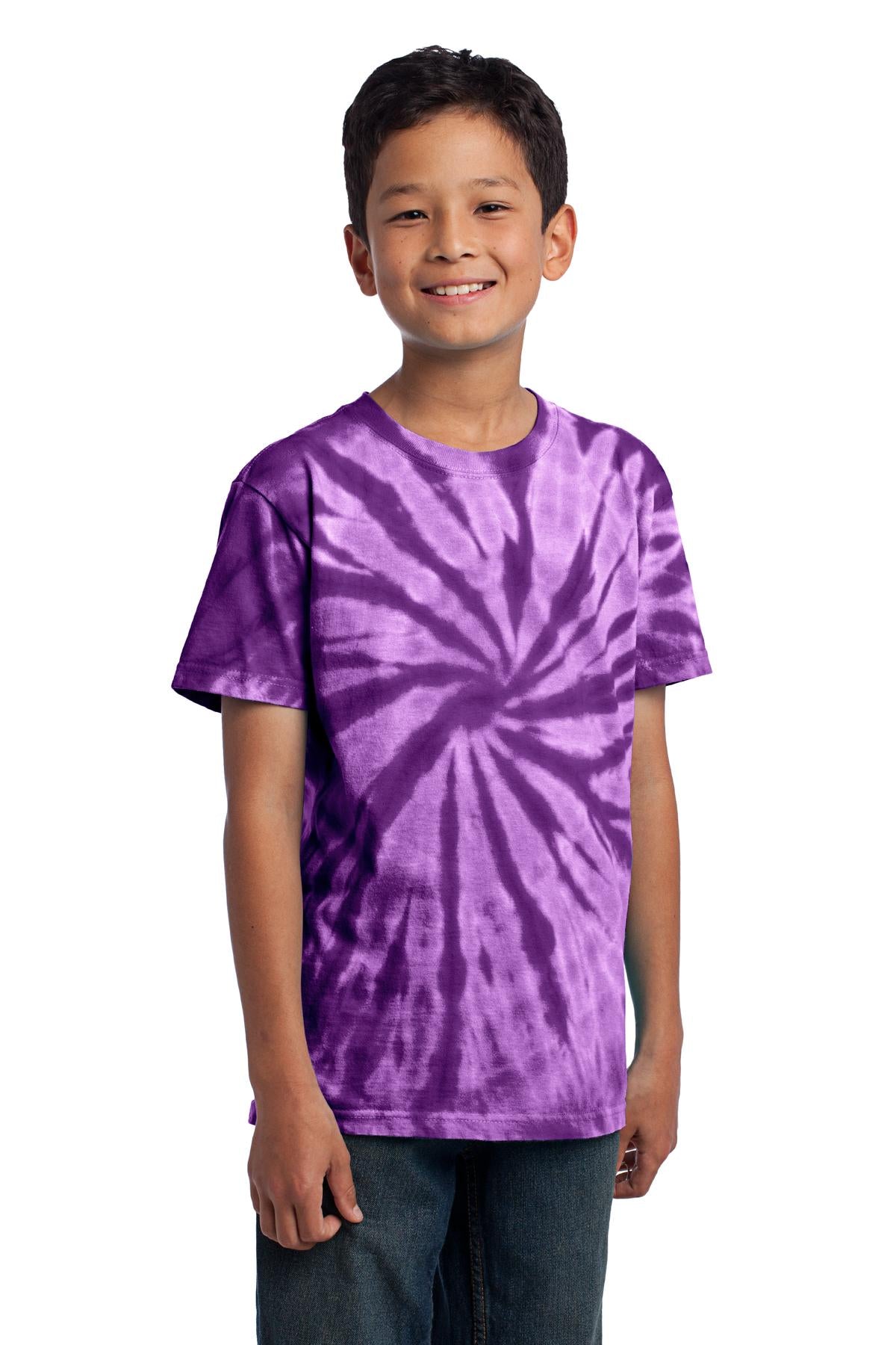 Purple Port & Co Youth Tie-Dye Tee. PC147Y